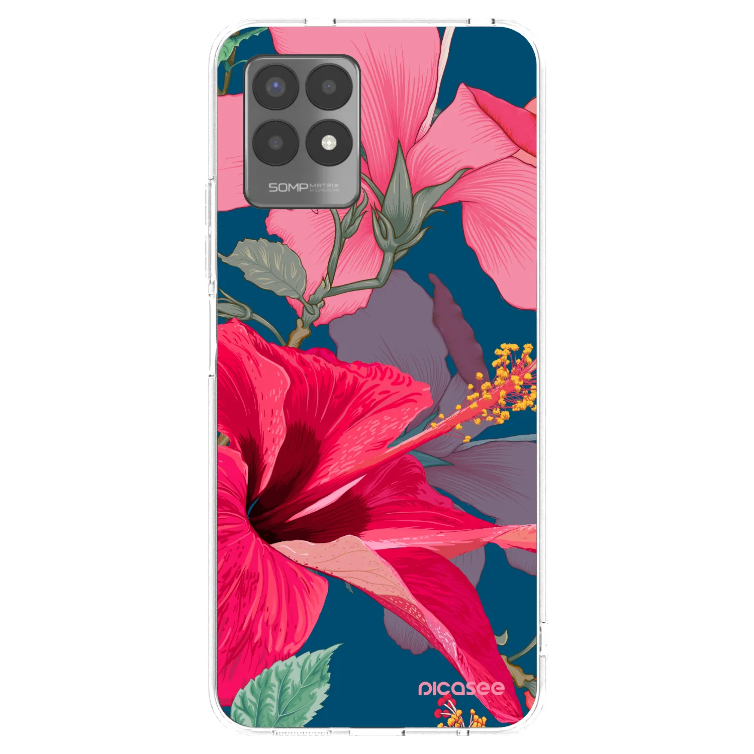 Picasee átlátszó szilikon tok az alábbi mobiltelefonokra Realme 8i - Hibiscus