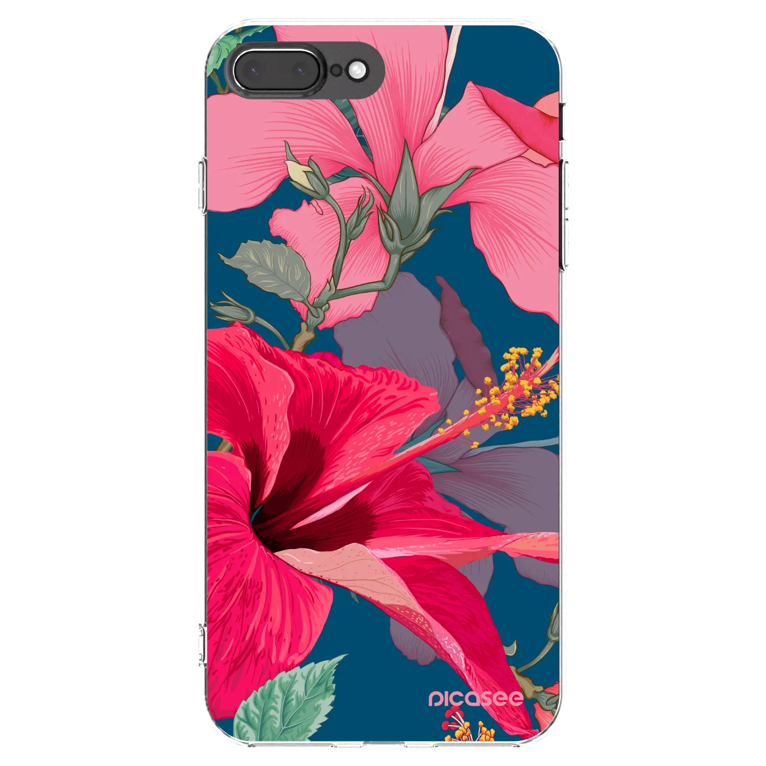Picasee átlátszó szilikon tok az alábbi mobiltelefonokra Apple iPhone 7 Plus - Hibiscus
