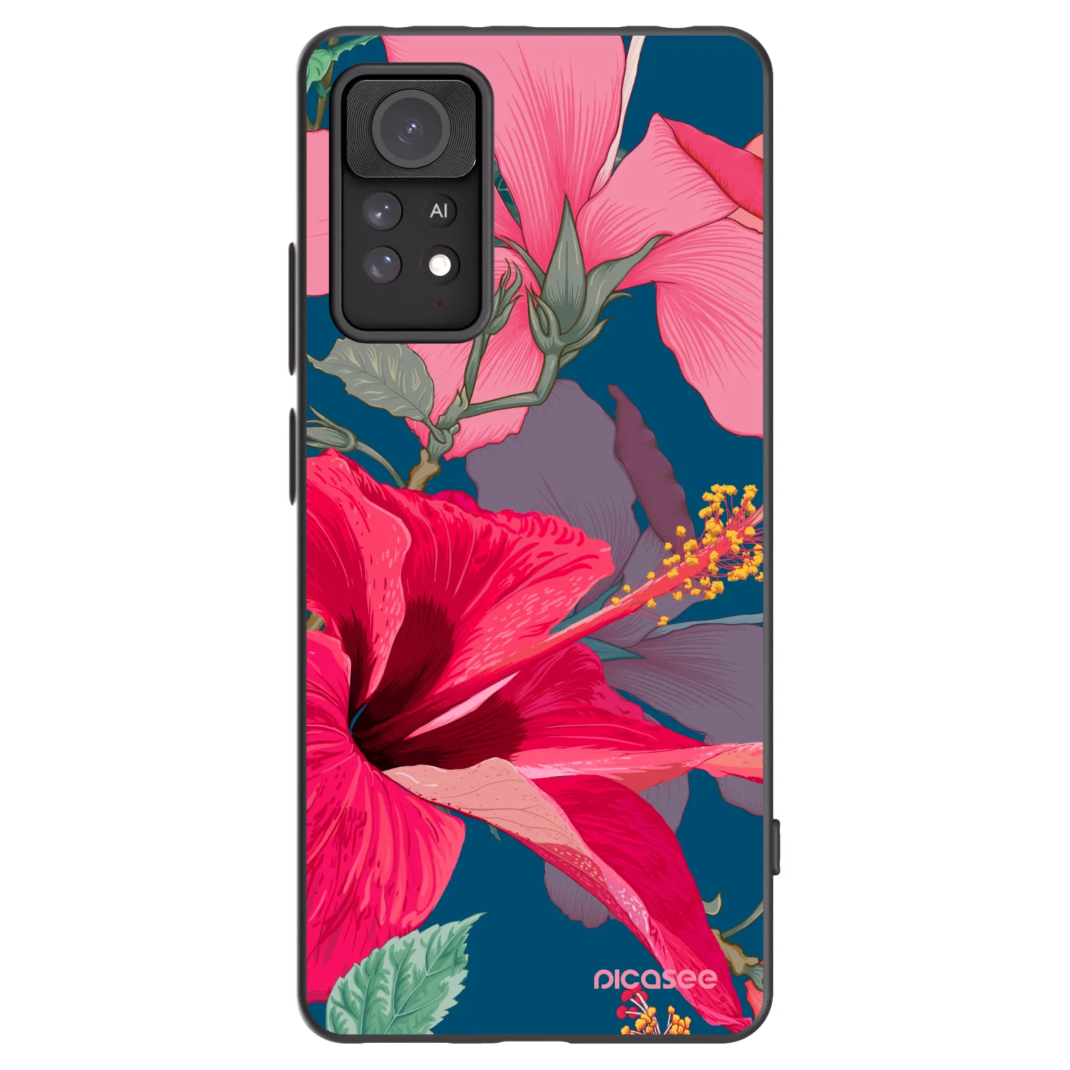 Picasee fekete szilikon tok az alábbi mobiltelefonokra Xiaomi Redmi Note 11 Pro - Hibiscus