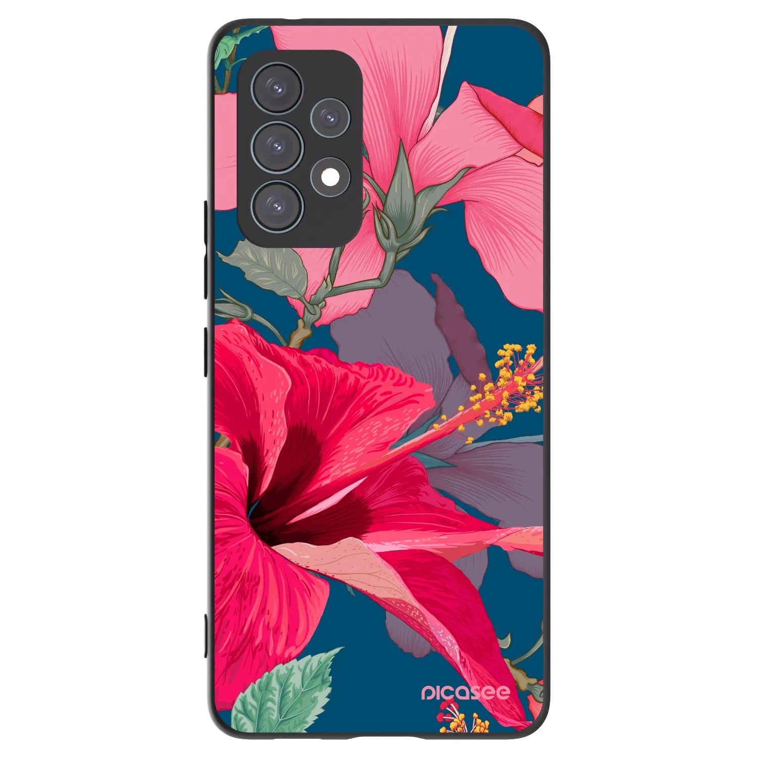 Picasee fekete szilikon tok az alábbi mobiltelefonokra Samsung Galaxy A53 5G A536 - Hibiscus
