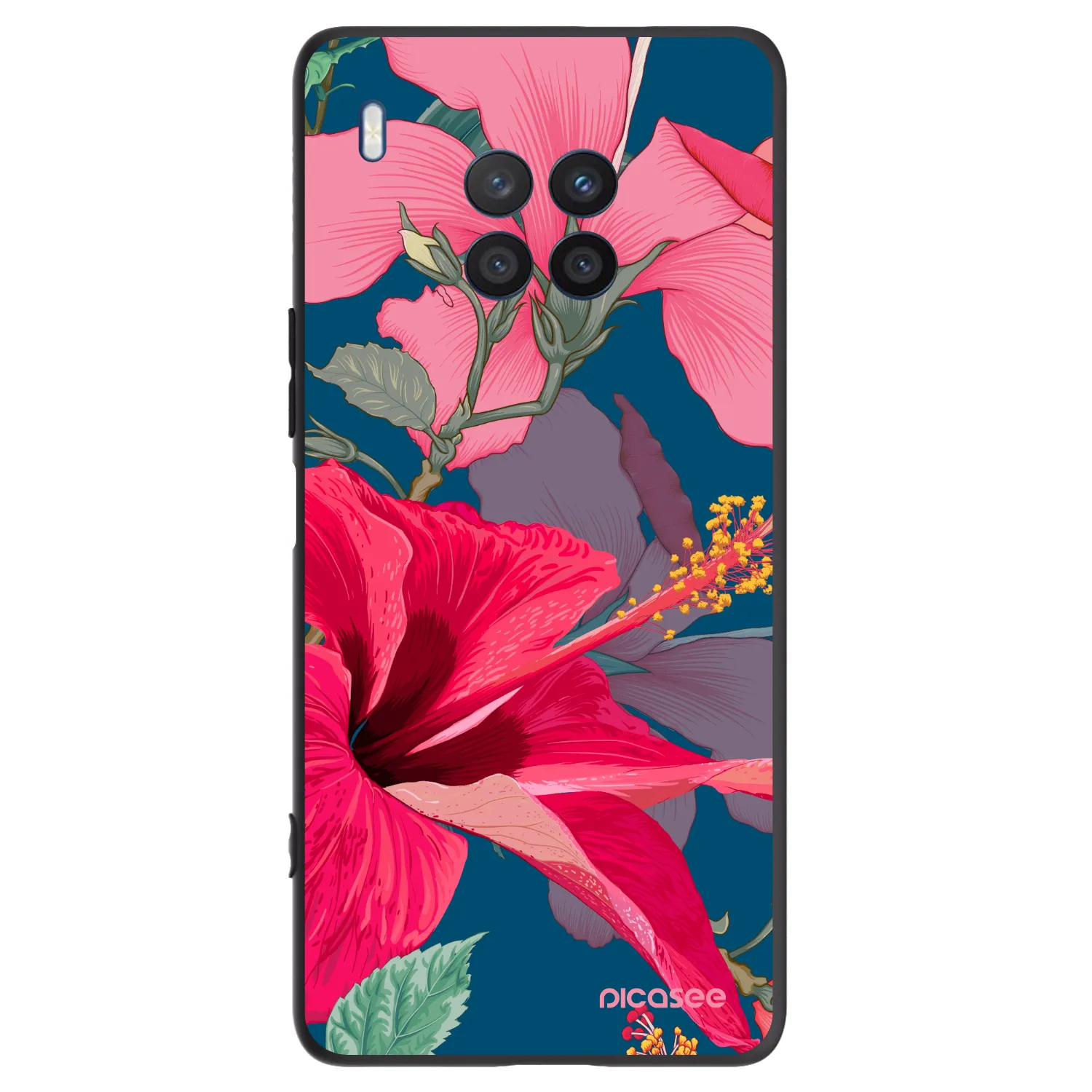 Picasee fekete szilikon tok az alábbi mobiltelefonokra Honor 50 Lite - Hibiscus