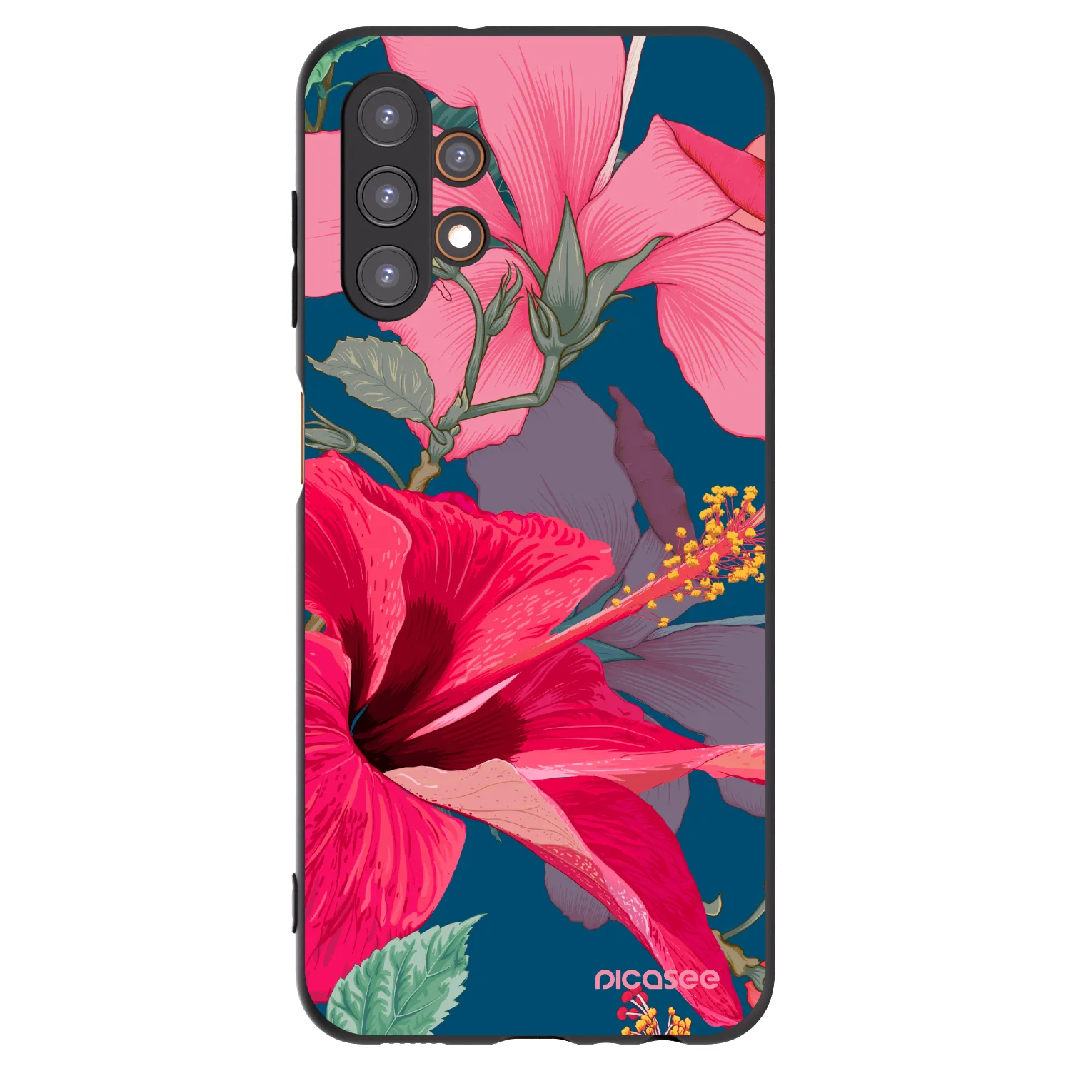 Picasee fekete szilikon tok az alábbi mobiltelefonokra Samsung Galaxy A13 4G A135 - Hibiscus