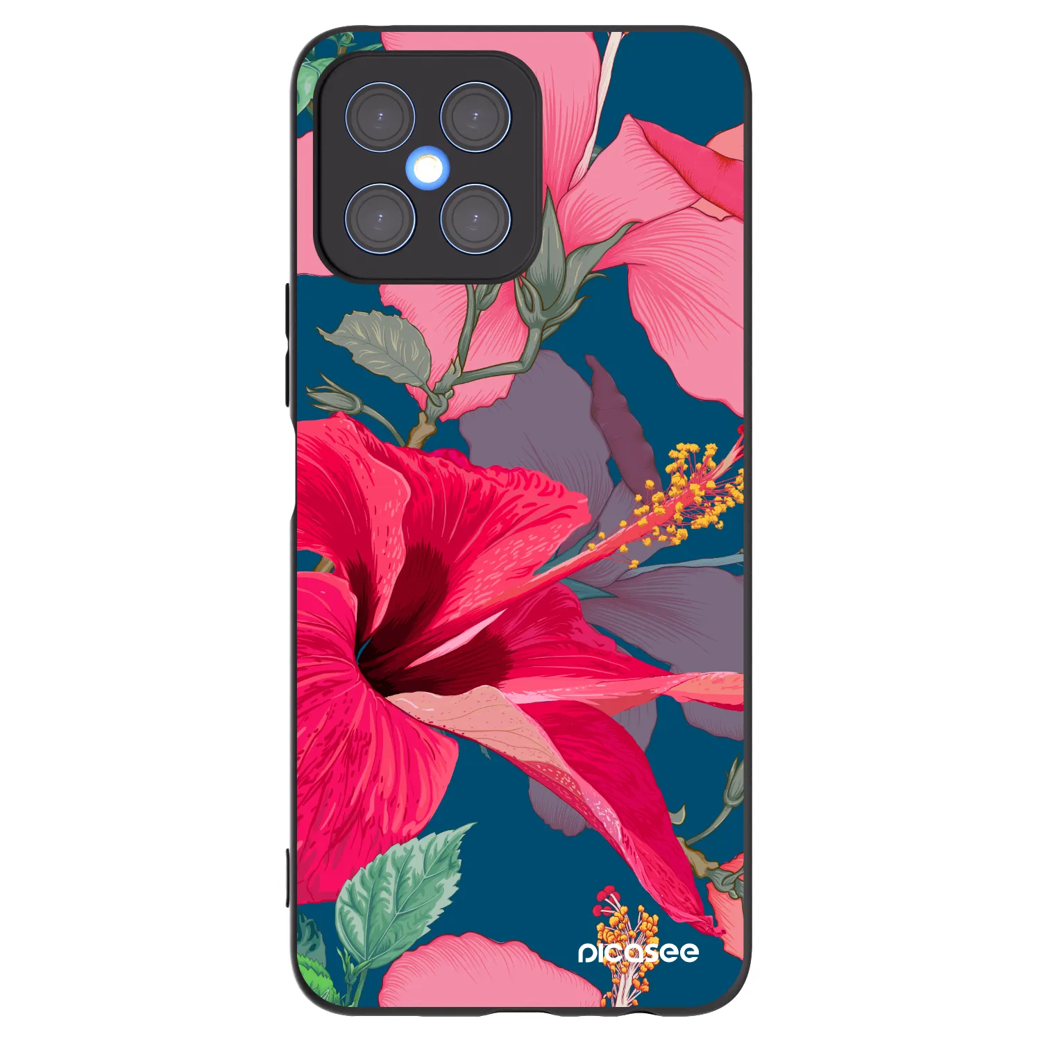 Picasee fekete szilikon tok az alábbi mobiltelefonokra Honor X8 4G - Hibiscus