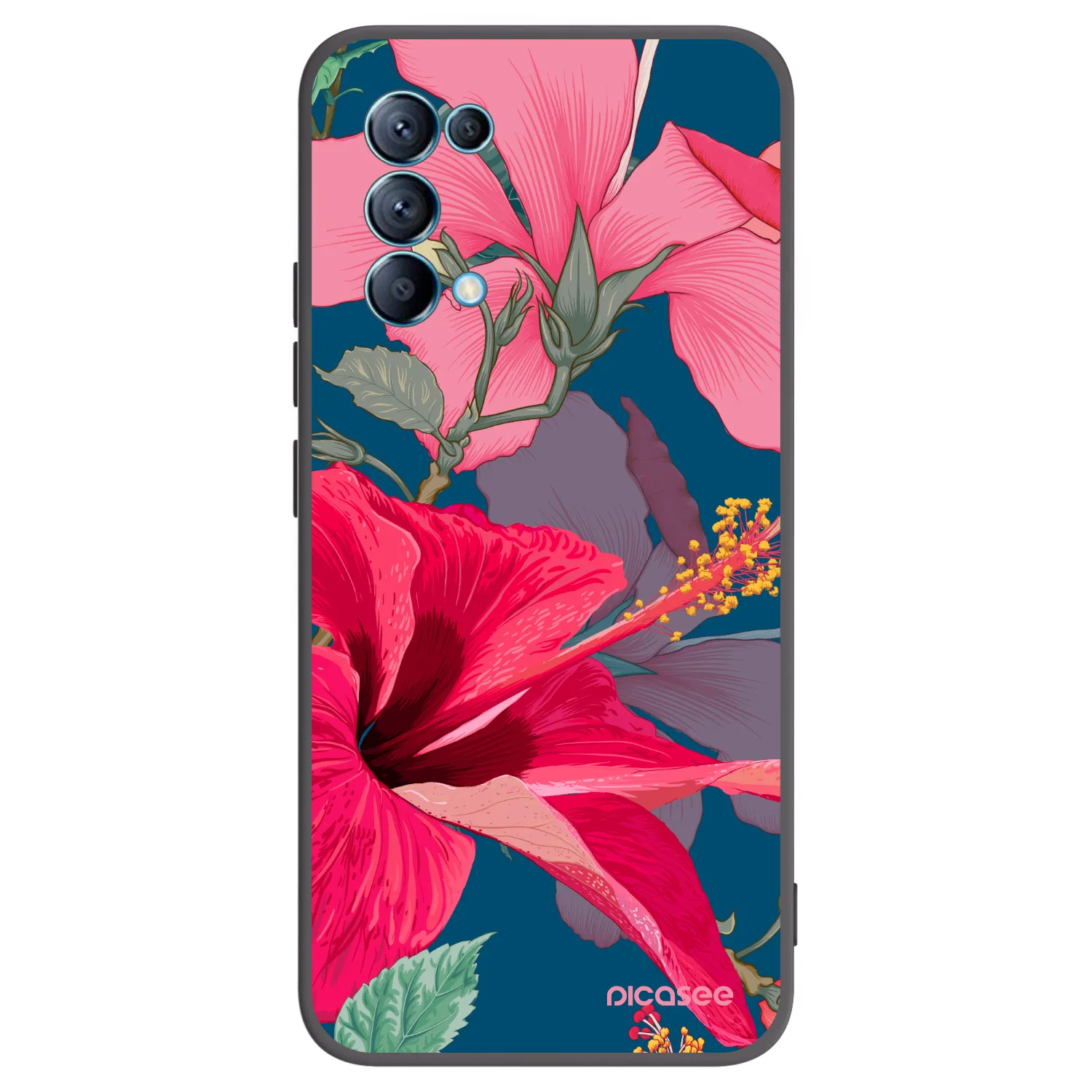 Picasee fekete szilikon tok az alábbi mobiltelefonokra OPPO Reno 5 5G - Hibiscus