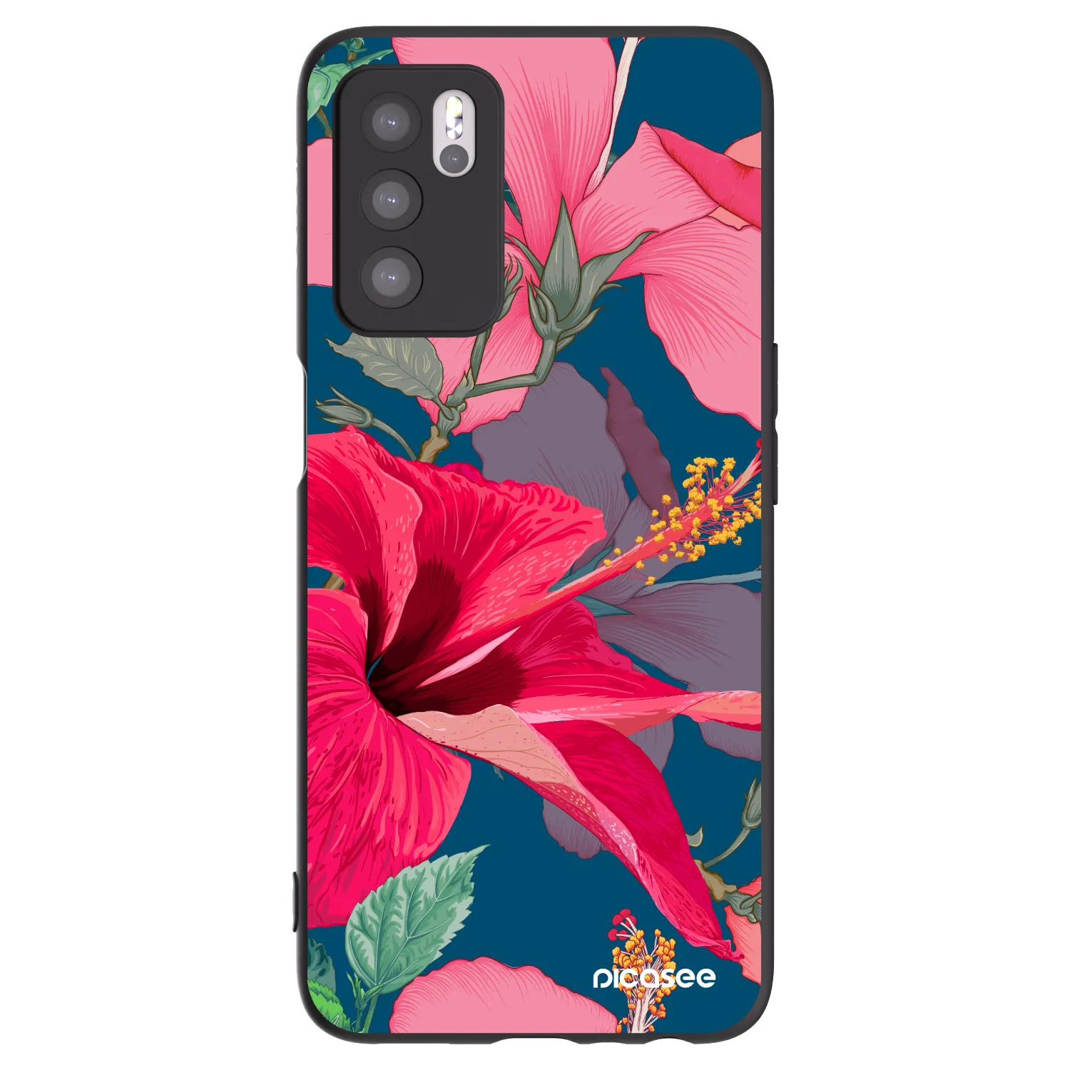 Picasee fekete szilikon tok az alábbi mobiltelefonokra OPPO A16s - Hibiscus