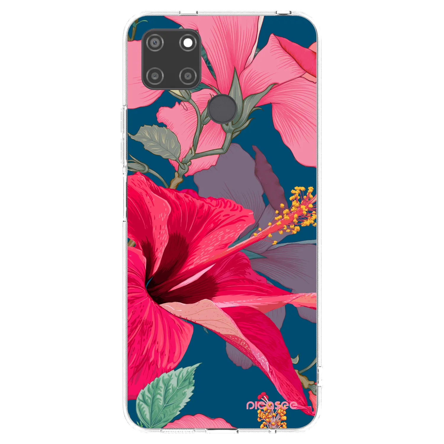 Picasee átlátszó szilikon tok az alábbi mobiltelefonokra Realme C21Y - Hibiscus