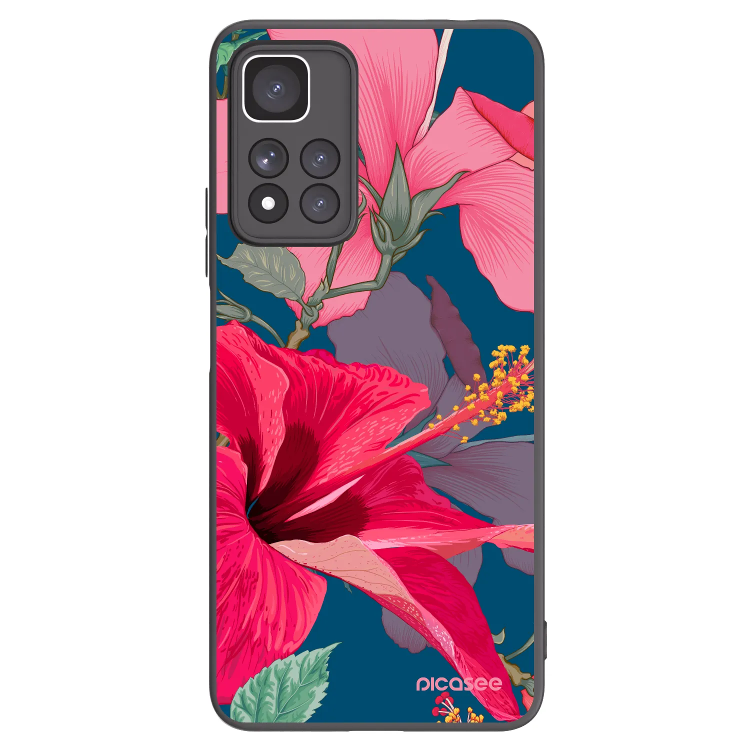 Picasee fekete szilikon tok az alábbi mobiltelefonokra Xiaomi Redmi Note 11 Pro+ 5G - Hibiscus