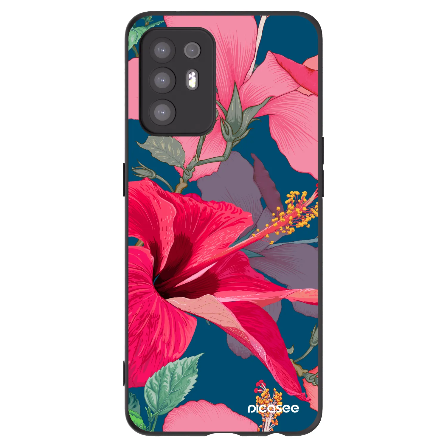 Picasee fekete szilikon tok az alábbi mobiltelefonokra OPPO A94 5G - Hibiscus