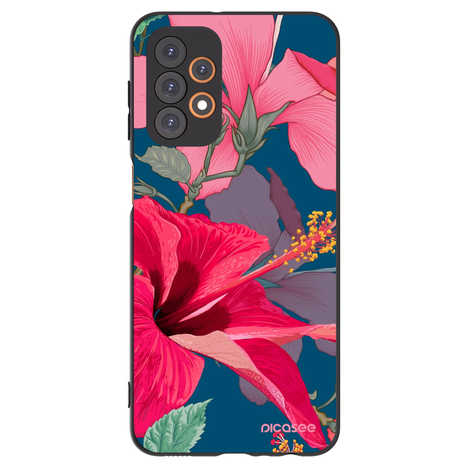 Picasee fekete szilikon tok az alábbi mobiltelefonokra Samsung Galaxy A23 A236B 5G - Hibiscus