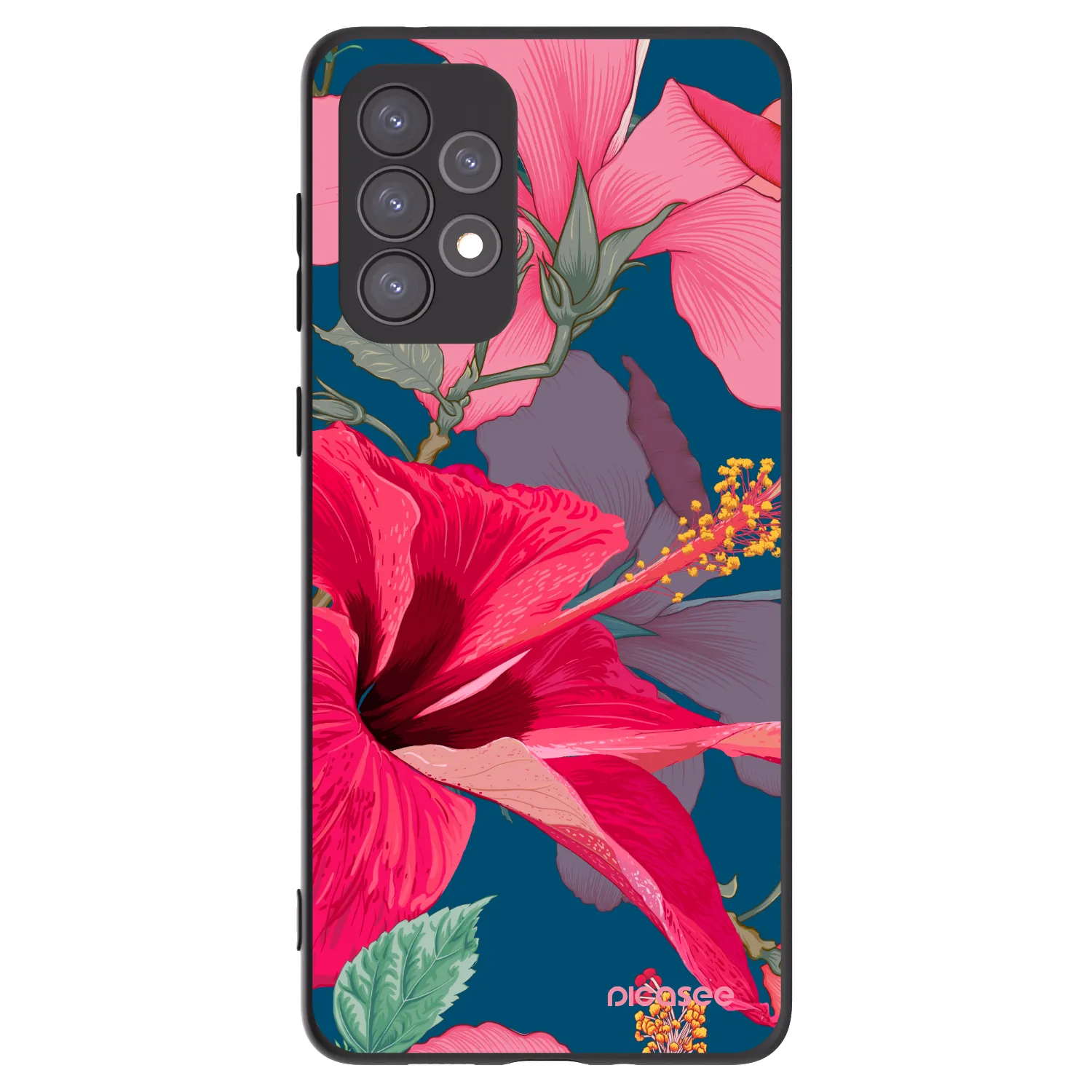 Picasee fekete szilikon tok az alábbi mobiltelefonokra Samsung Galaxy A73 5G - Hibiscus