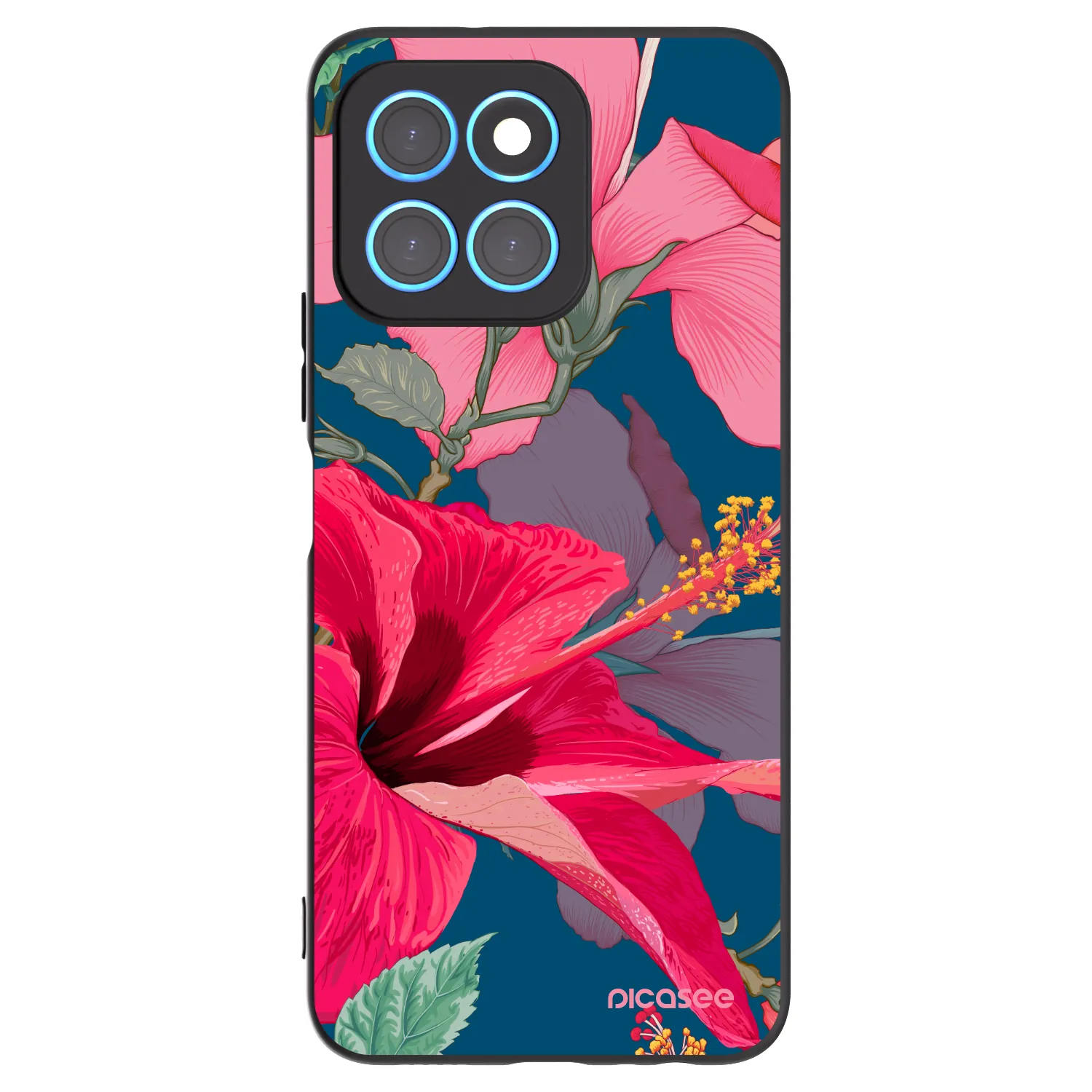 Picasee fekete szilikon tok az alábbi mobiltelefonokra Honor X8 5G - Hibiscus