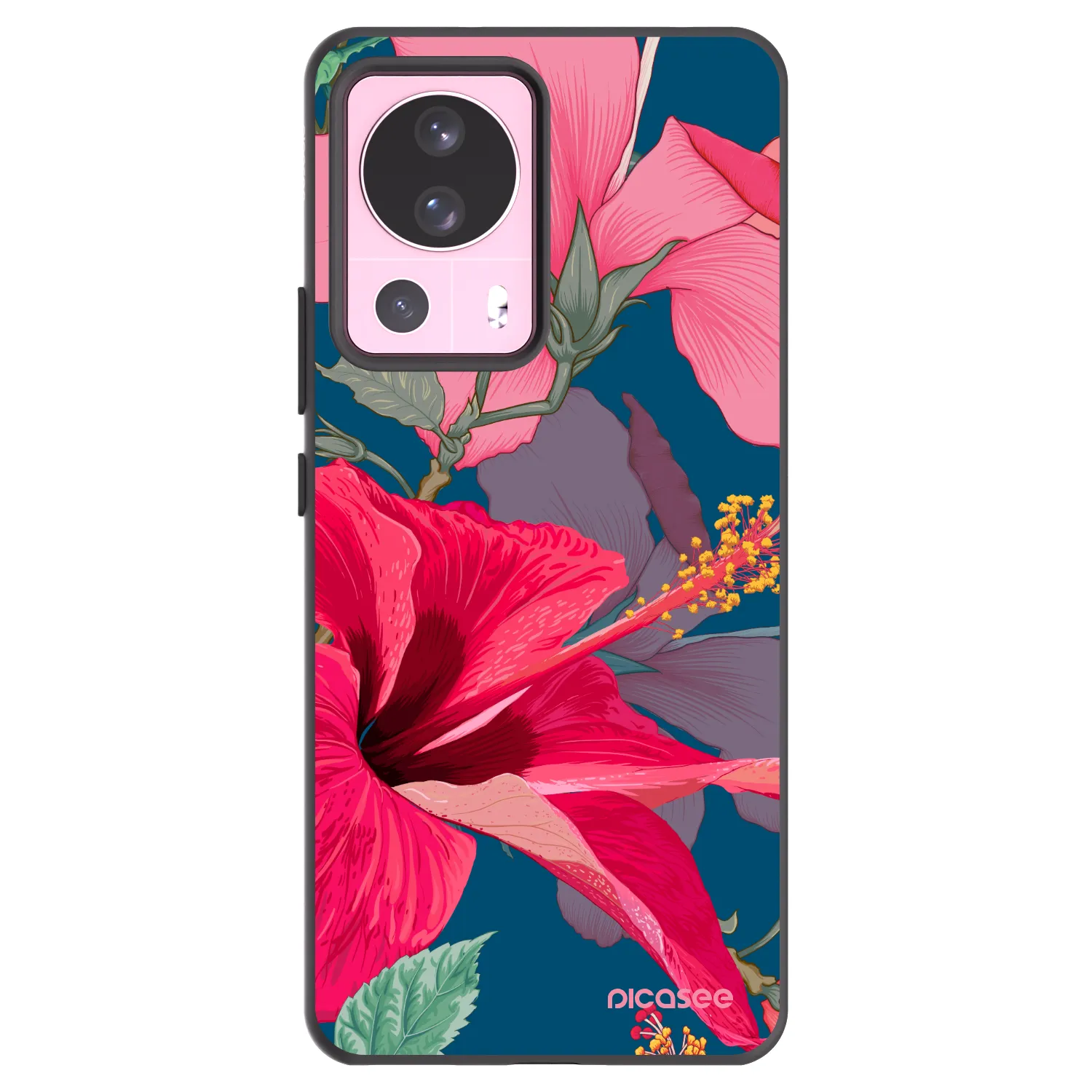 Picasee fekete szilikon tok az alábbi mobiltelefonokra Xiaomi 13 Lite - Hibiscus