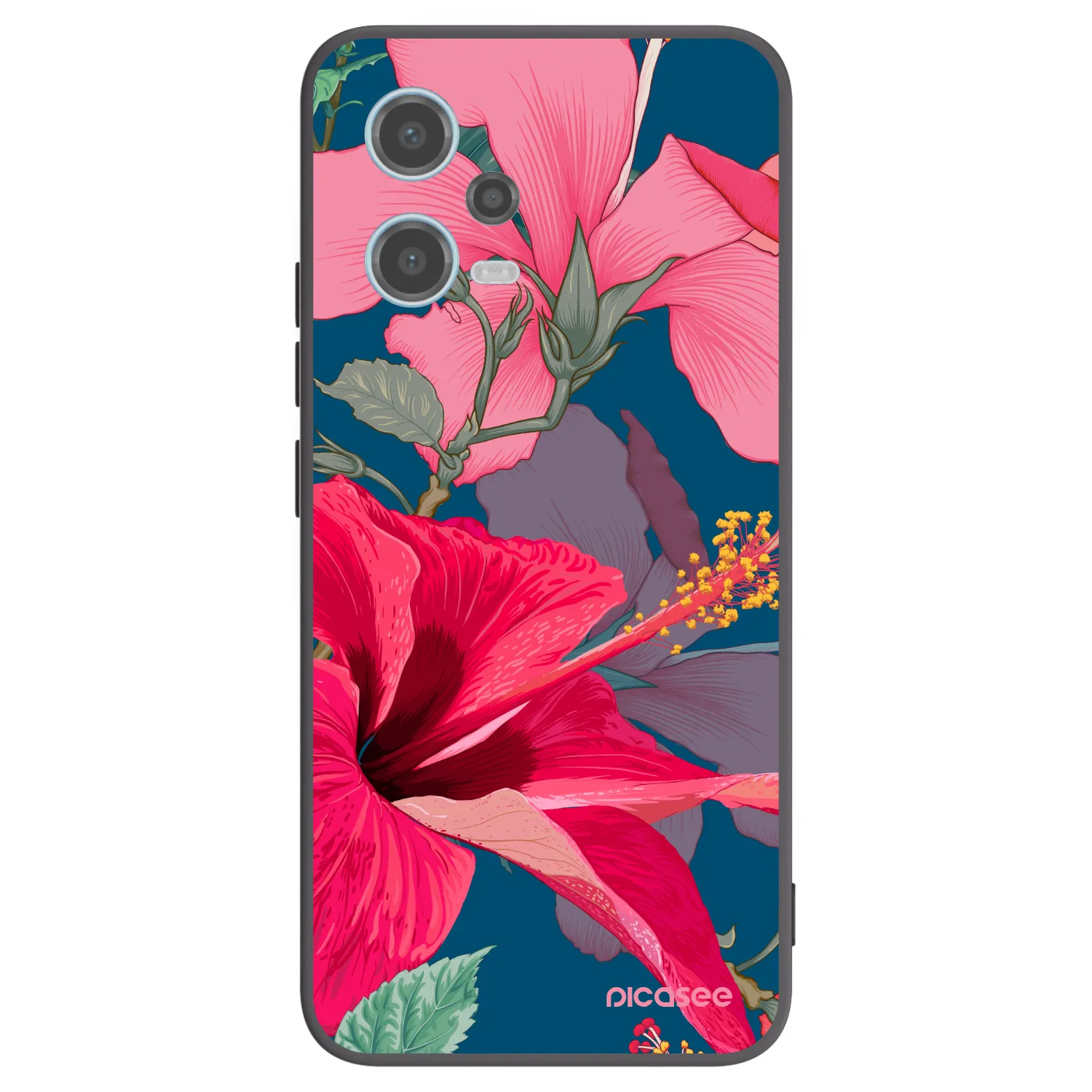 Picasee fekete szilikon tok az alábbi mobiltelefonokra Xiaomi Redmi Note 12 5G - Hibiscus
