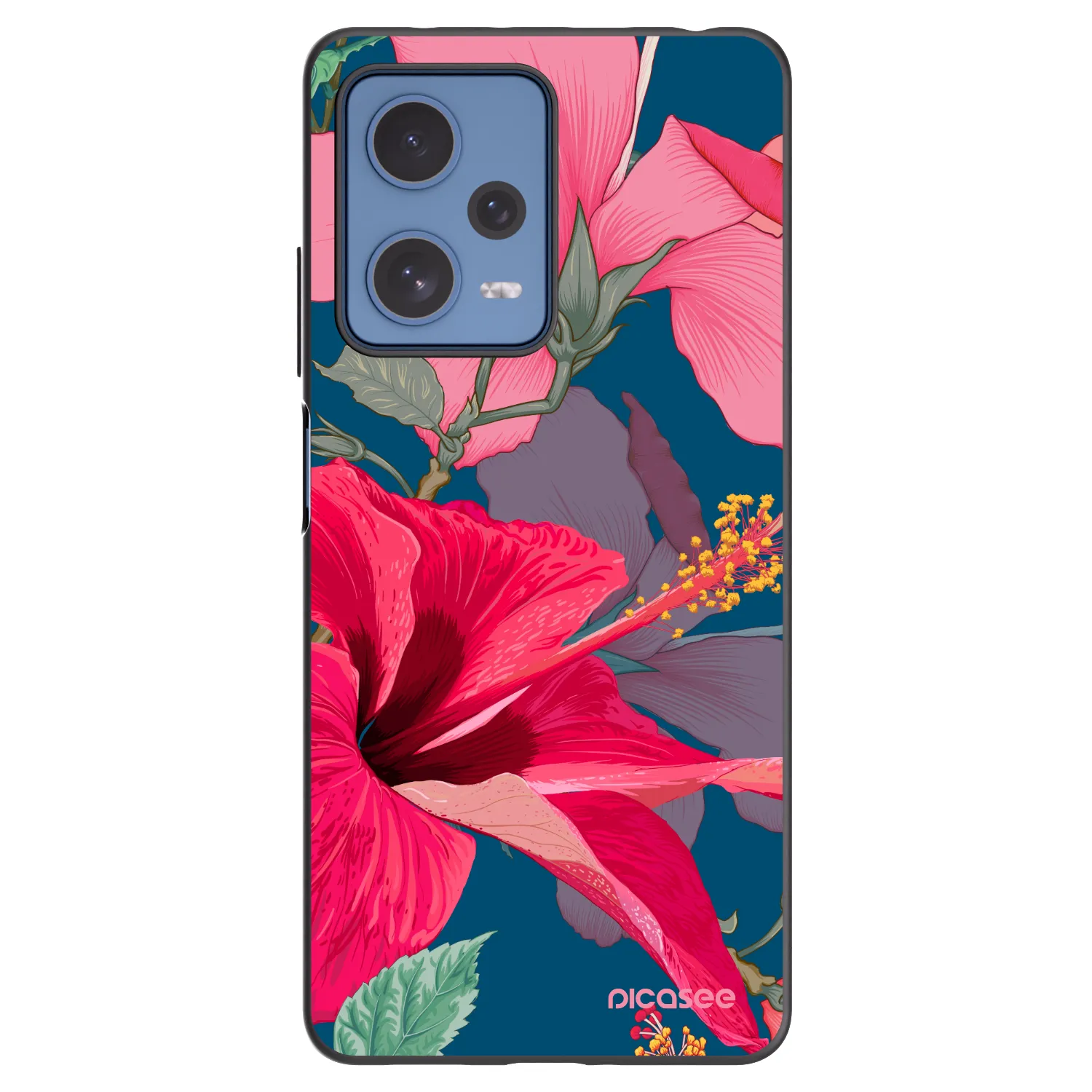 Picasee fekete szilikon tok az alábbi mobiltelefonokra Xiaomi Redmi Note 12 Pro 5G - Hibiscus