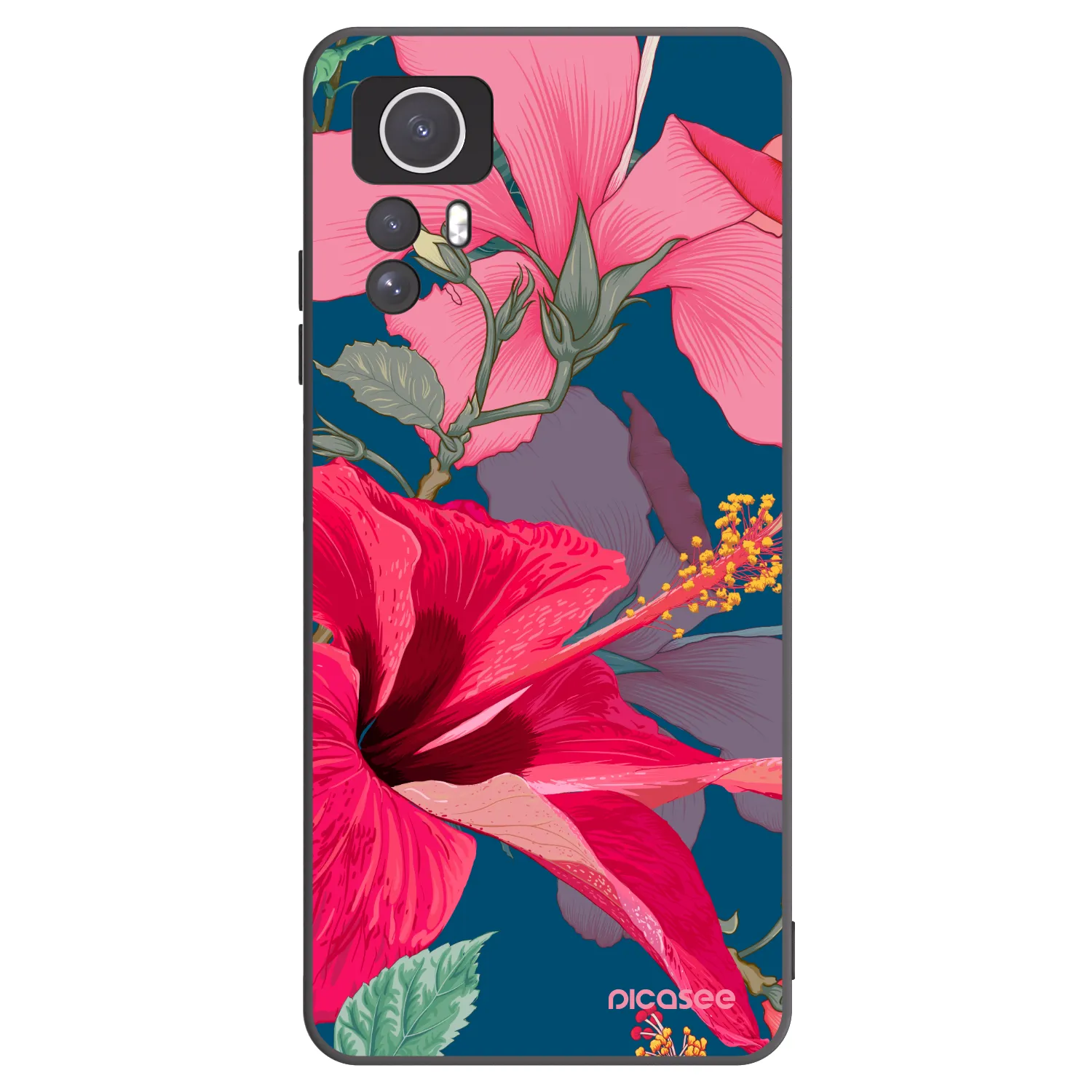 Picasee fekete szilikon tok az alábbi mobiltelefonokra Xiaomi Redmi Note 12S - Hibiscus