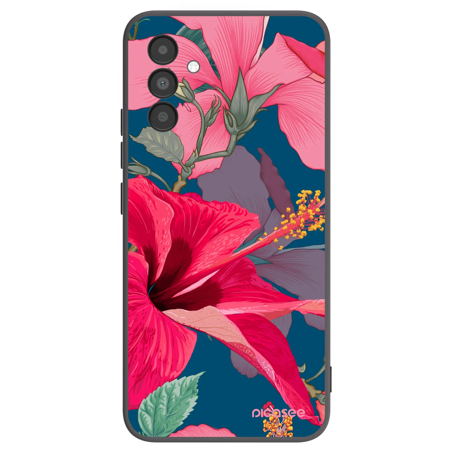 Picasee fekete szilikon tok az alábbi mobiltelefonokra Samsung Galaxy A04s A047F - Hibiscus