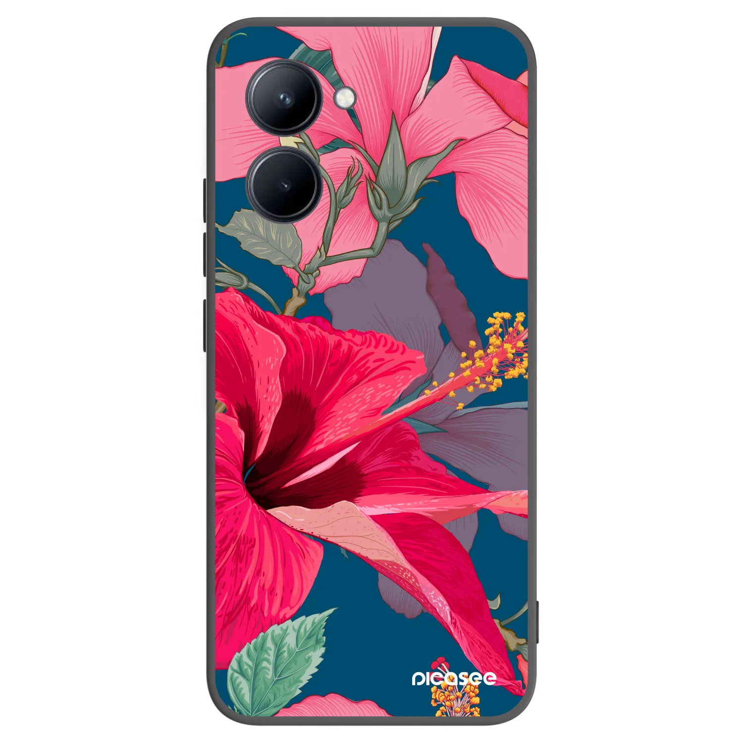 Picasee fekete szilikon tok az alábbi mobiltelefonokra Realme C33 (2023) - Hibiscus