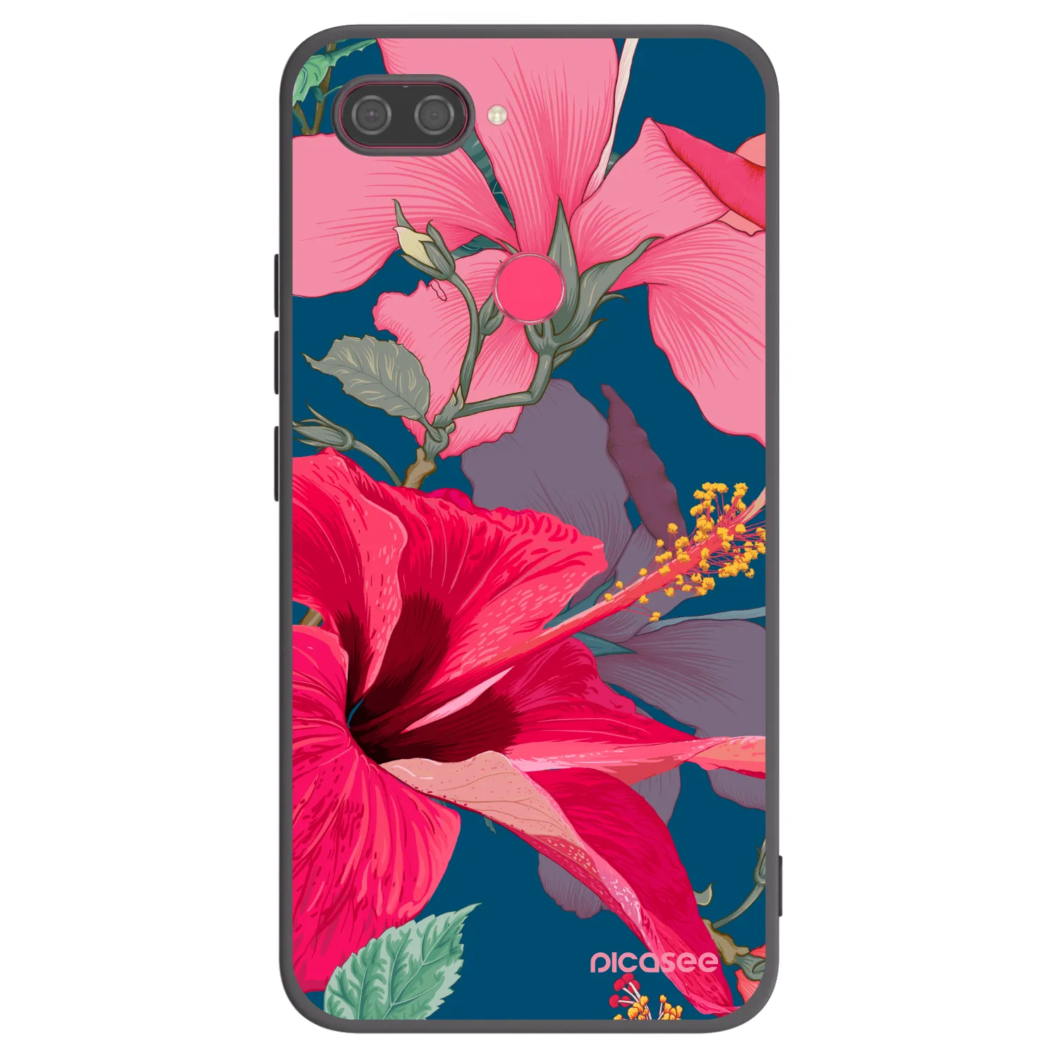 Picasee fekete szilikon tok az alábbi mobiltelefonokra Xiaomi Mi 8 Lite - Hibiscus