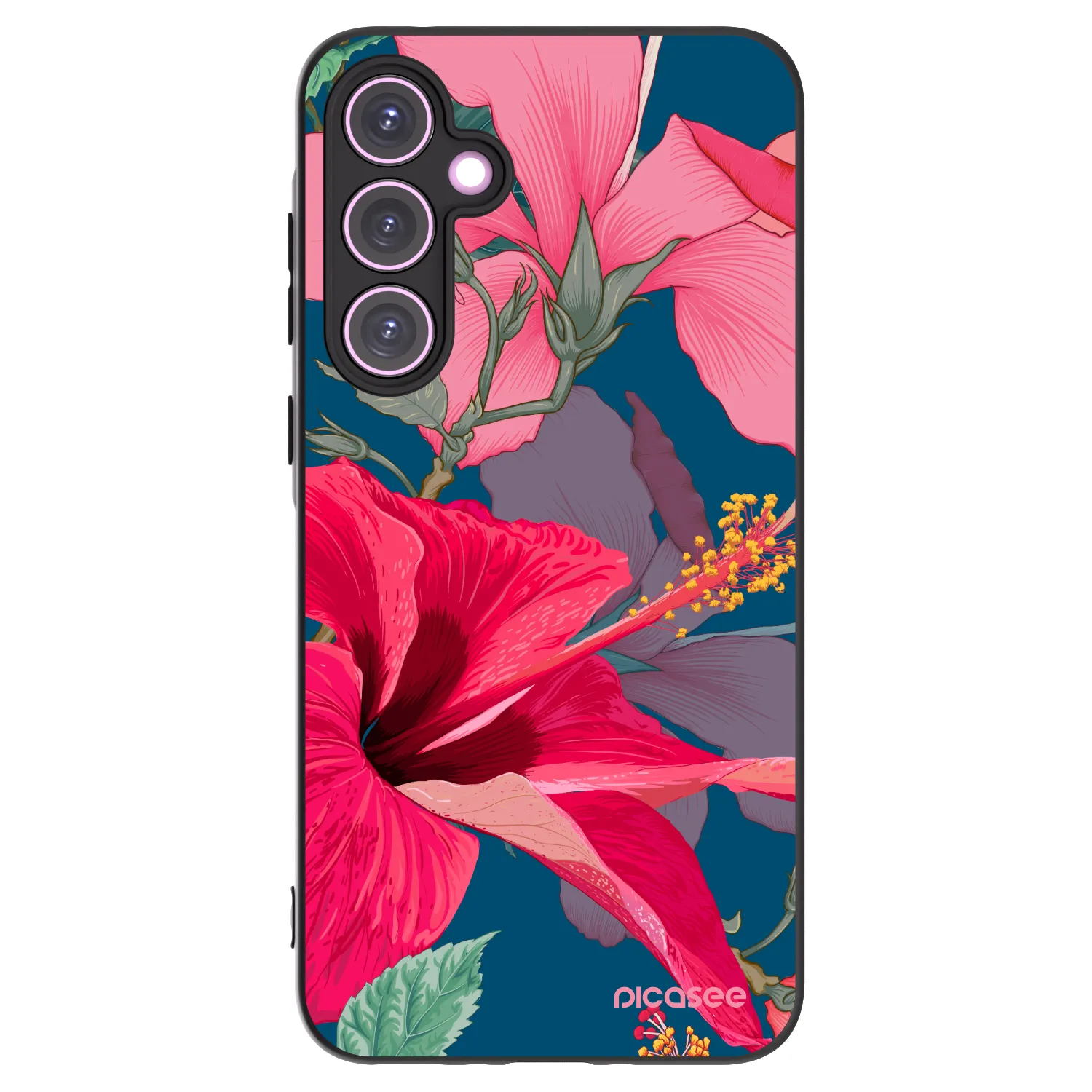 Picasee fekete szilikon tok az alábbi mobiltelefonokra Samsung Galaxy A35 5G A356B - Hibiscus