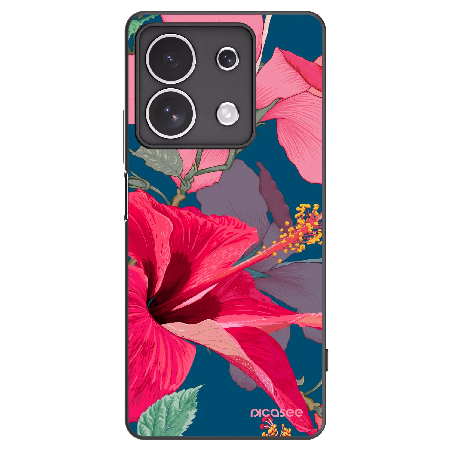 Picasee fekete szilikon tok az alábbi mobiltelefonokra Xiaomi Redmi Note 13 4G - Hibiscus