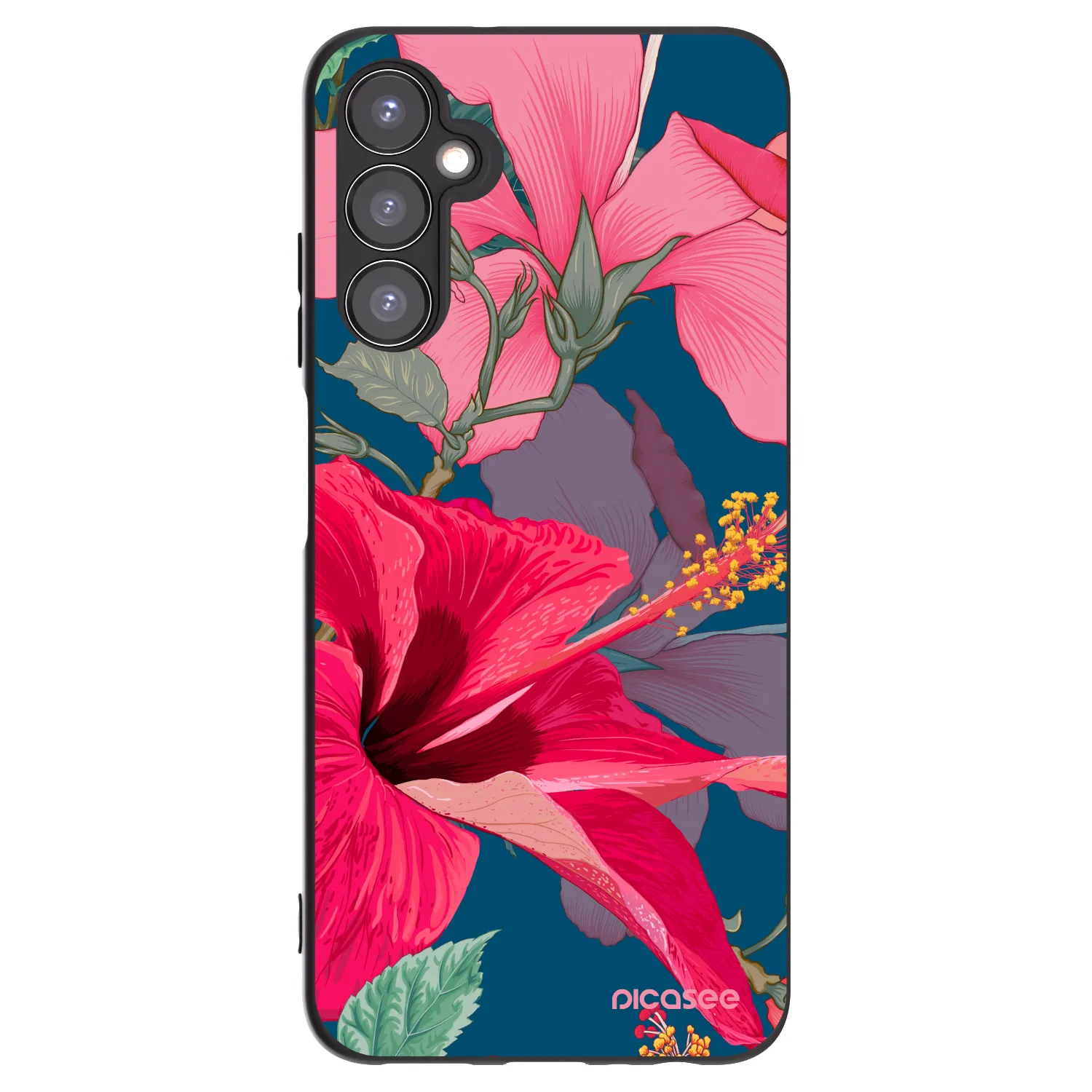 Picasee fekete szilikon tok az alábbi mobiltelefonokra Samsung Galaxy A05s A057G - Hibiscus