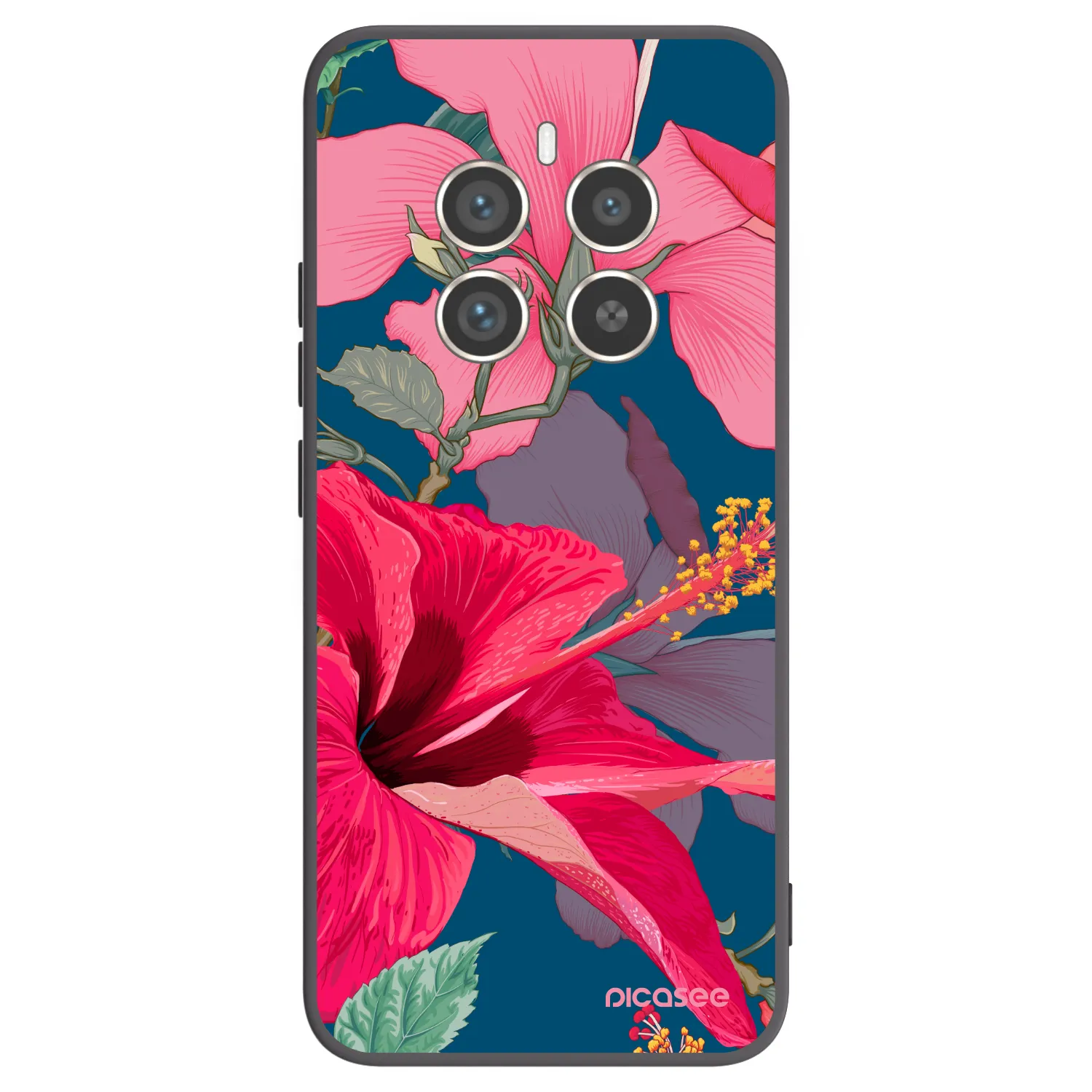 Picasee fekete szilikon tok az alábbi mobiltelefonokra Realme 12 Pro 5G - Hibiscus