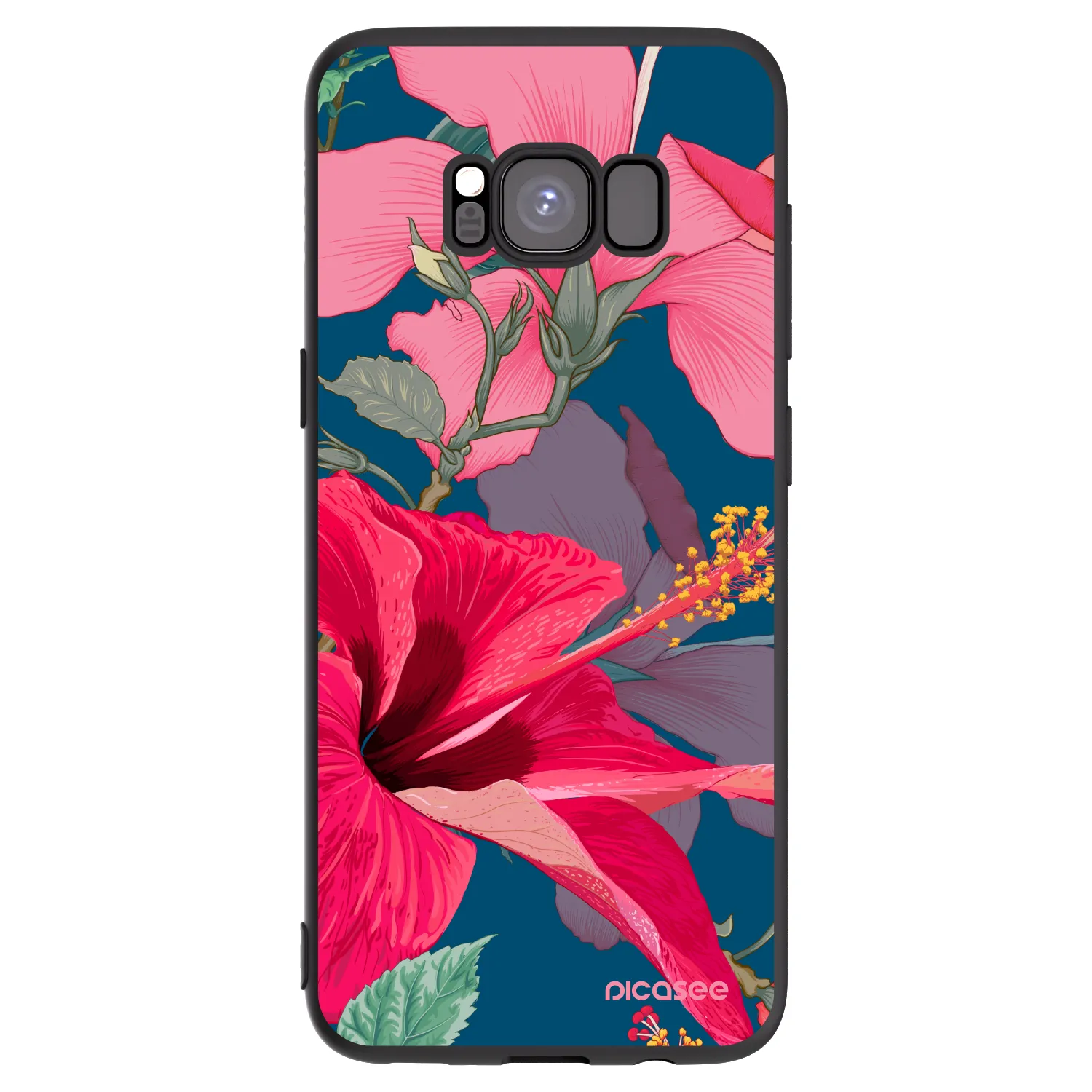 Picasee fekete szilikon tok az alábbi mobiltelefonokra Samsung Galaxy S8 G950F - Hibiscus
