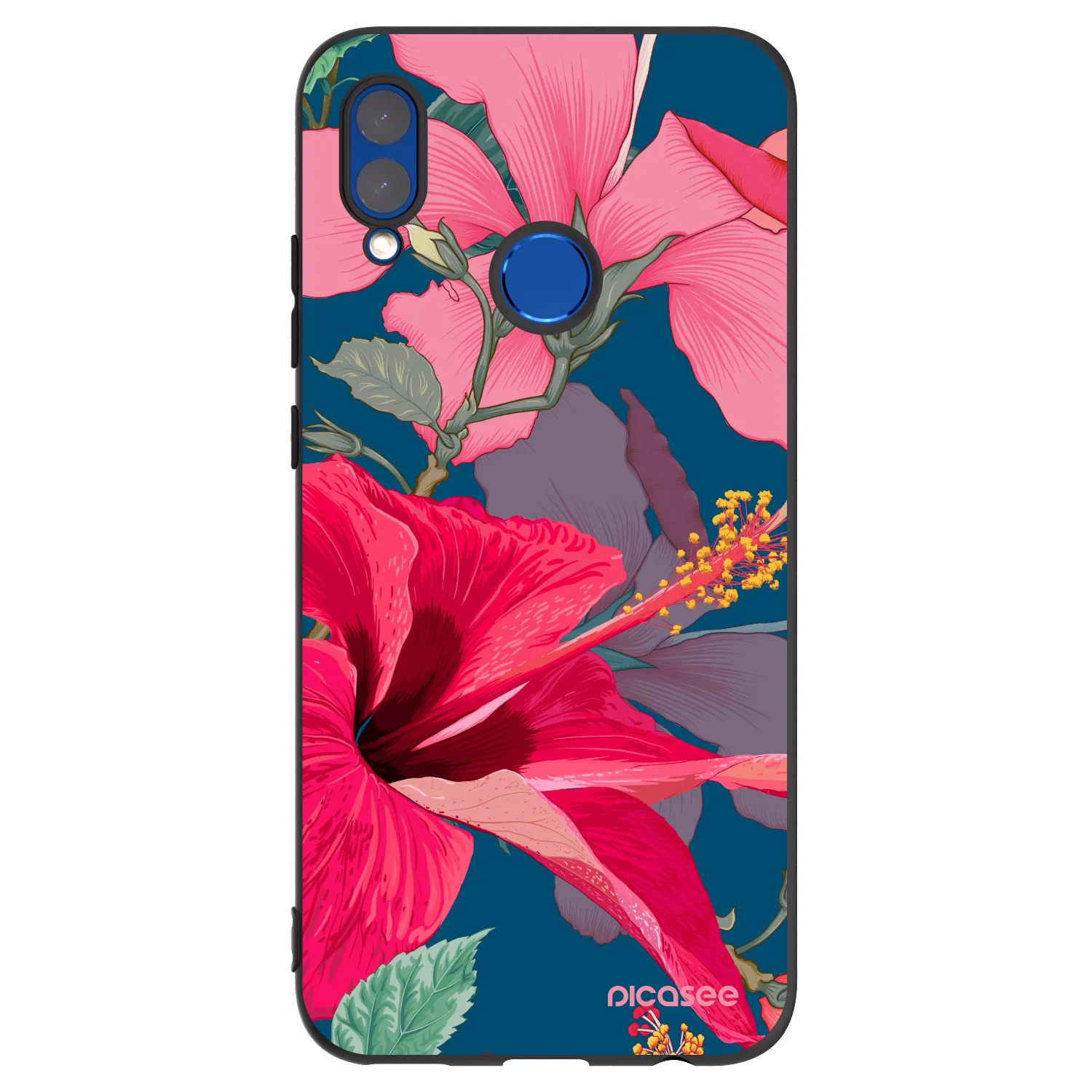 Picasee fekete szilikon tok az alábbi mobiltelefonokra Honor 10 Lite - Hibiscus
