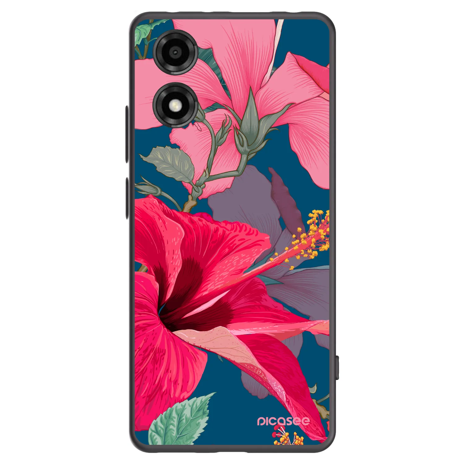 Picasee fekete szilikon tok az alábbi mobiltelefonokra Motorola Moto E14 - Hibiscus