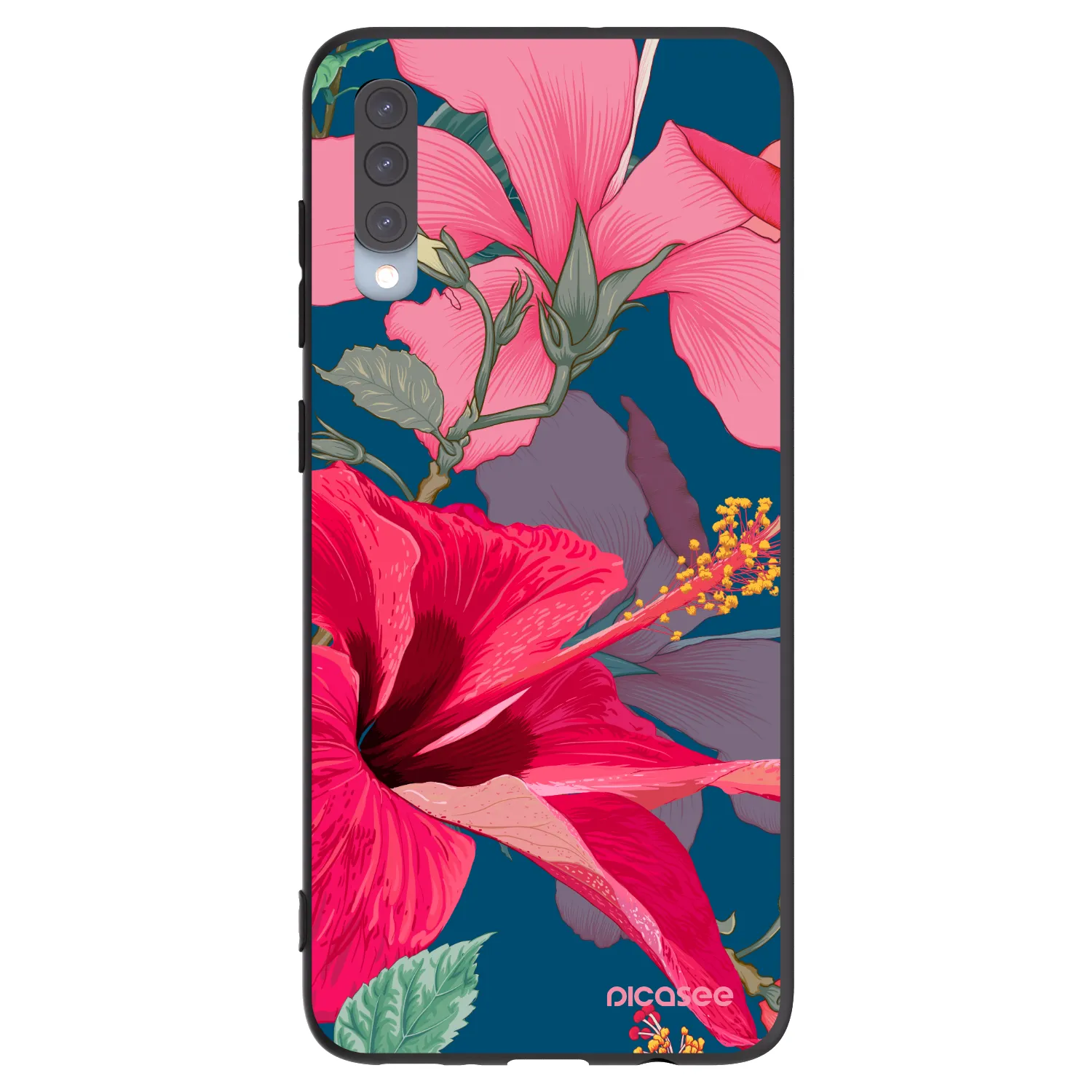 Picasee fekete szilikon tok az alábbi mobiltelefonokra Samsung Galaxy A70 A705F - Hibiscus