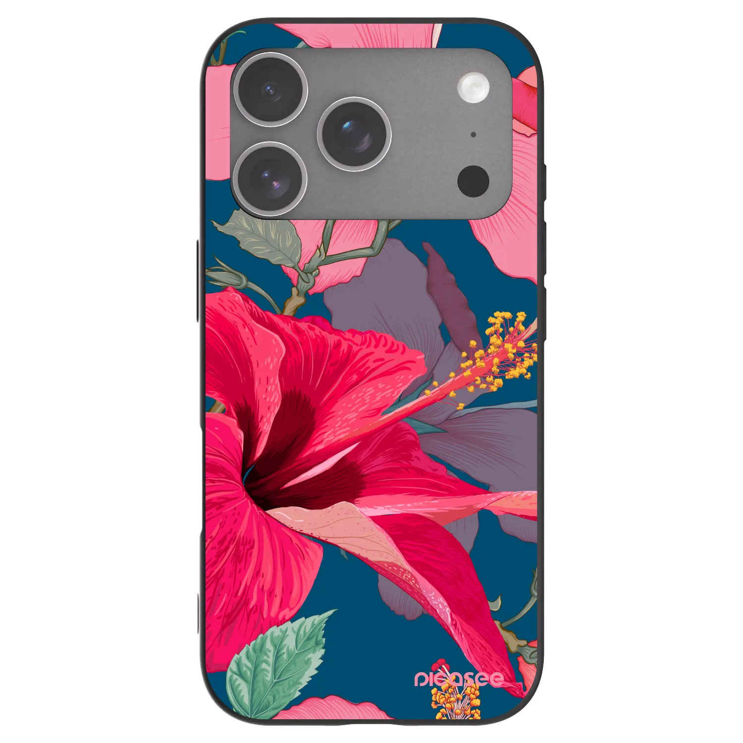 Picasee fekete szilikon tok az alábbi mobiltelefonokra Apple iPhone 18 Pro - Hibiscus
