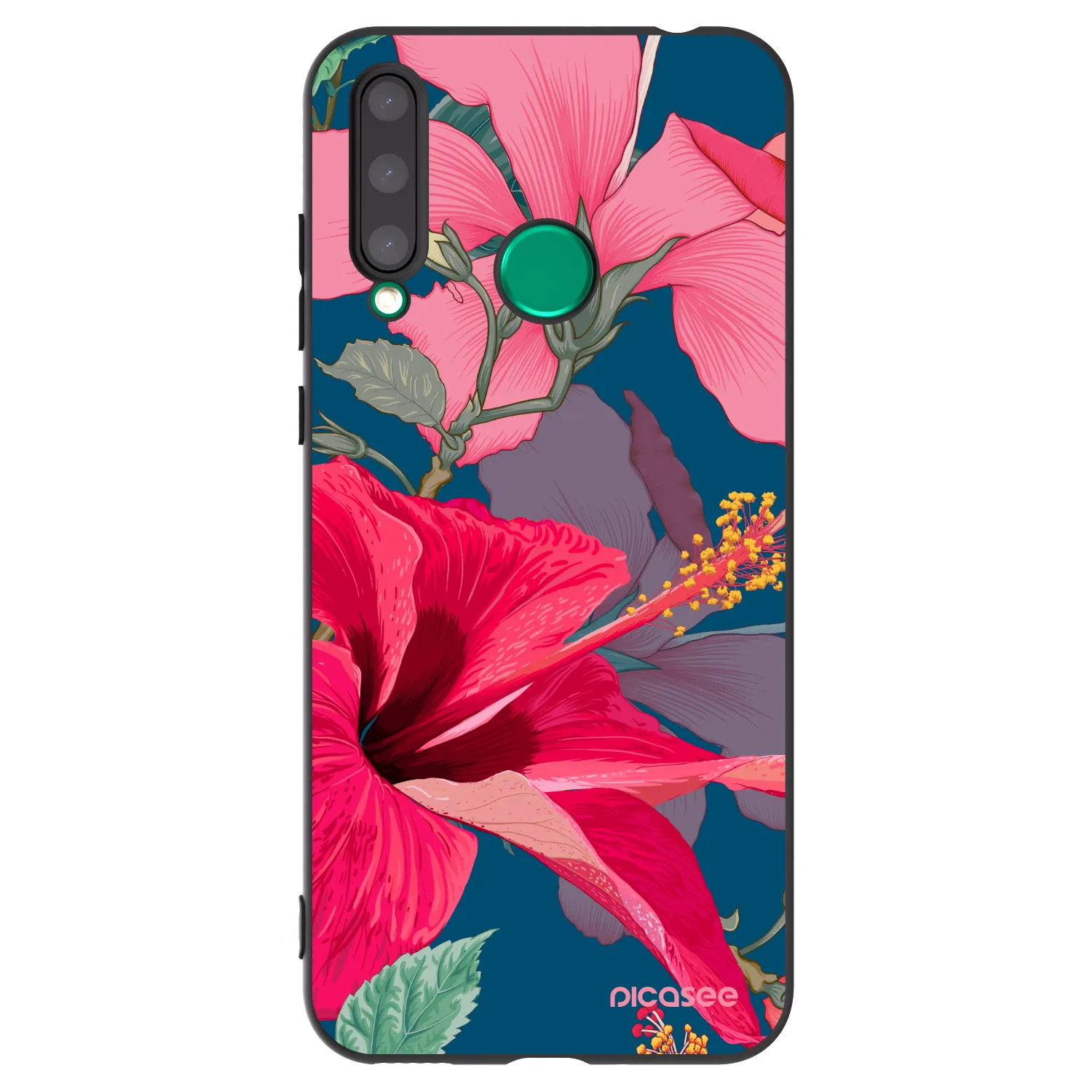 Picasee fekete szilikon tok az alábbi mobiltelefonokra Honor 20 Lite - Hibiscus