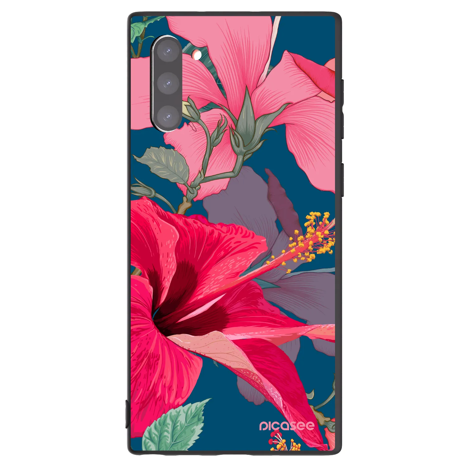 Picasee fekete szilikon tok az alábbi mobiltelefonokra Samsung Galaxy Note 10 N970F - Hibiscus
