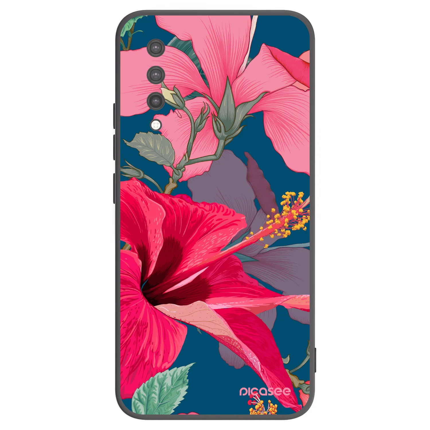 Picasee fekete szilikon tok az alábbi mobiltelefonokra Xiaomi Mi 9 Lite - Hibiscus