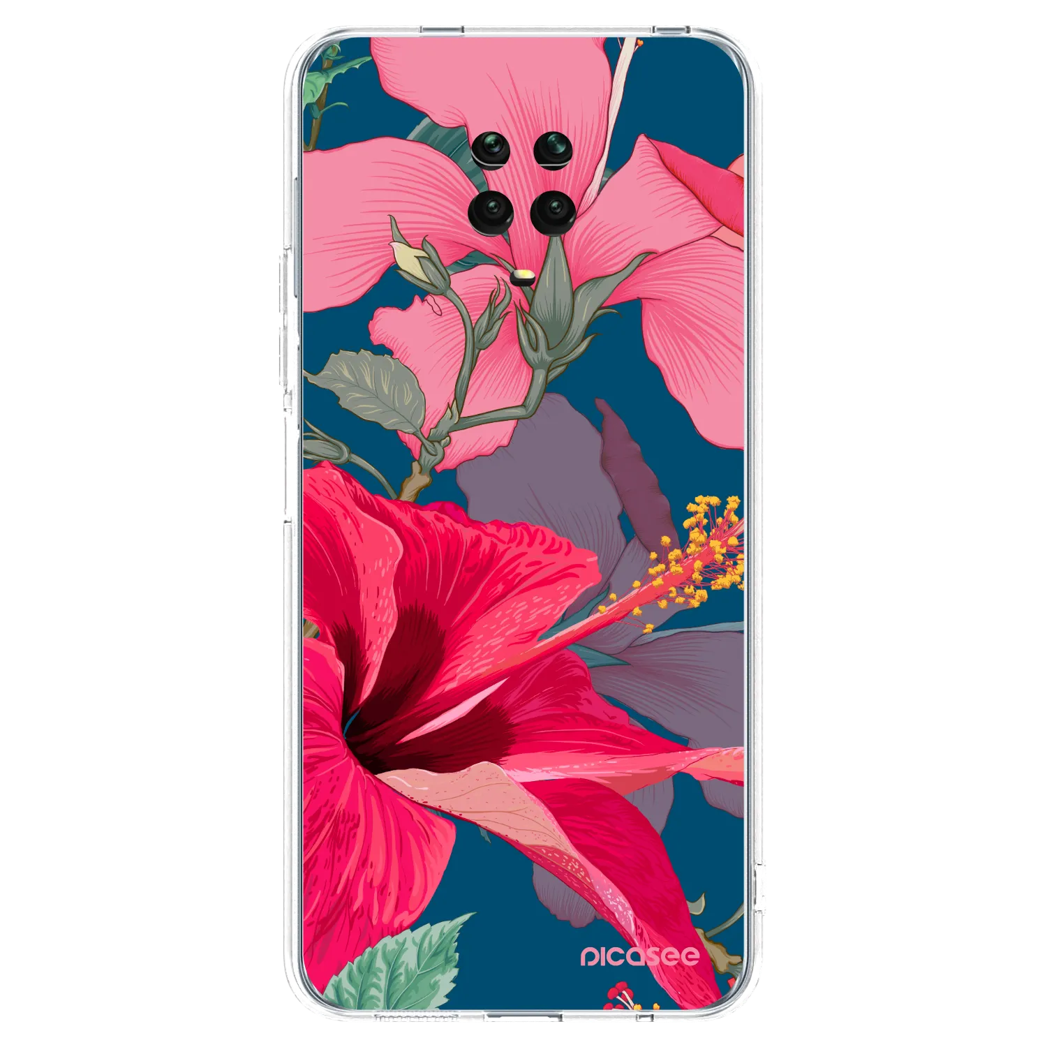 Picasee átlátszó szilikon tok az alábbi mobiltelefonokra Xiaomi Redmi Note 9 Pro - Hibiscus