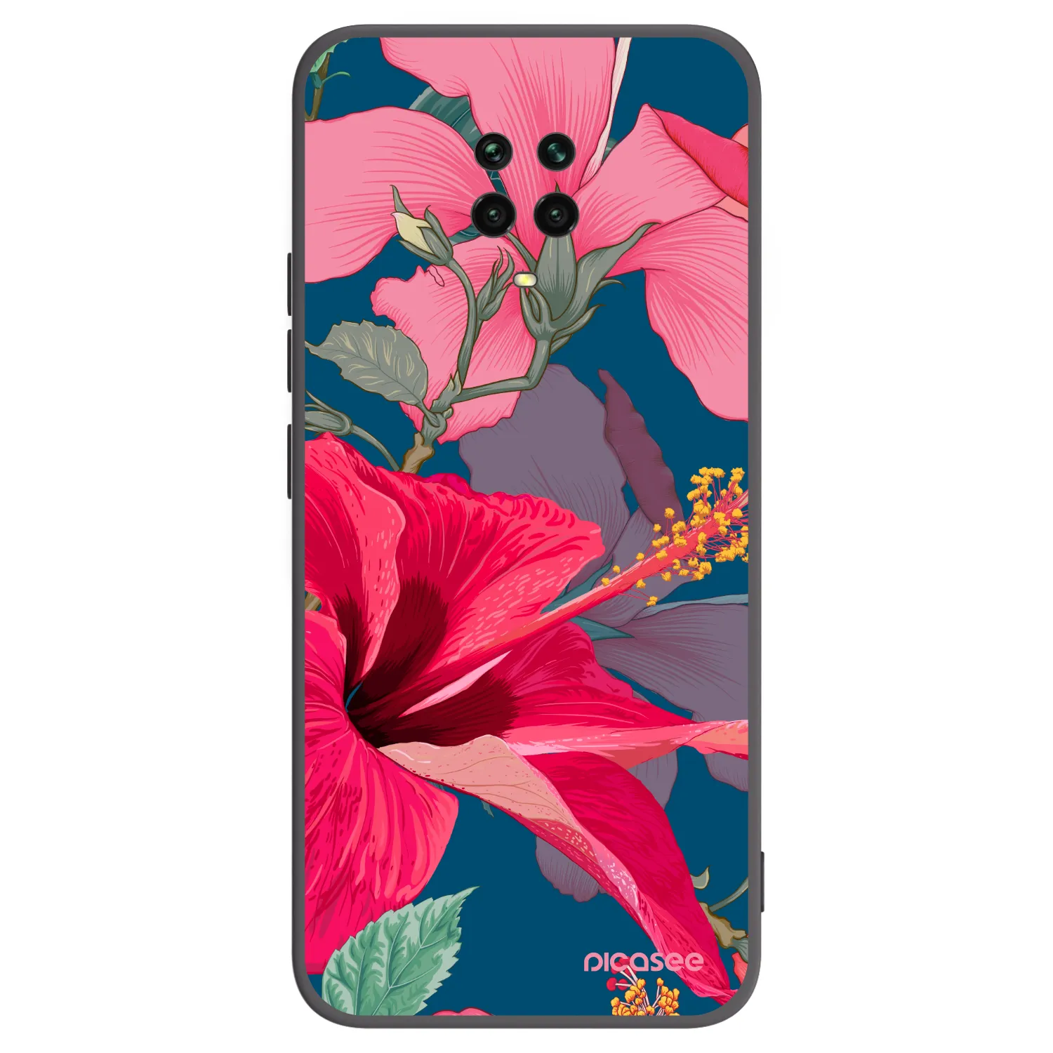 Picasee fekete szilikon tok az alábbi mobiltelefonokra Xiaomi Redmi Note 9 Pro - Hibiscus