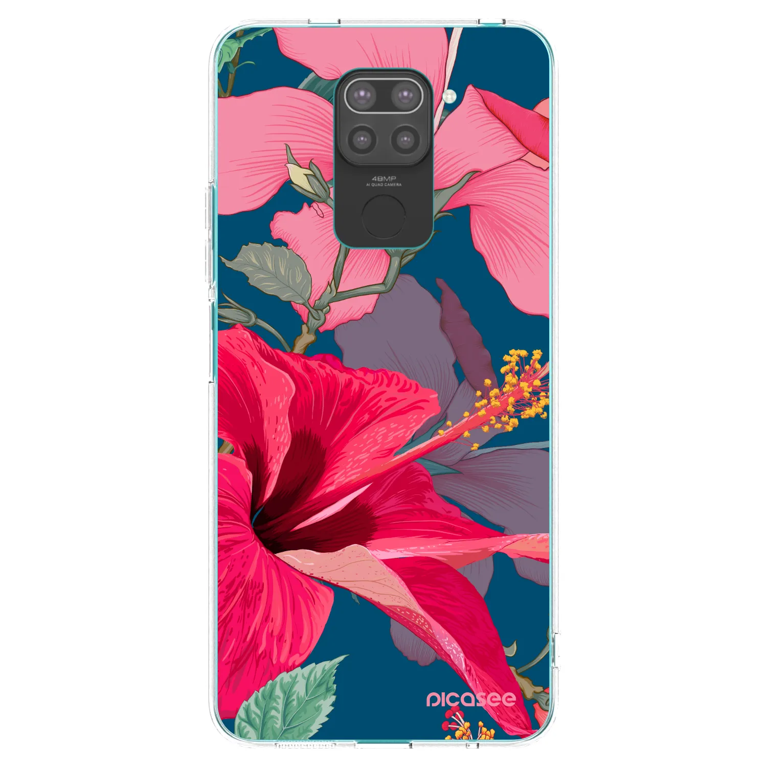 Picasee fekete szilikon tok az alábbi mobiltelefonokra Xiaomi Redmi Note 9 - Hibiscus