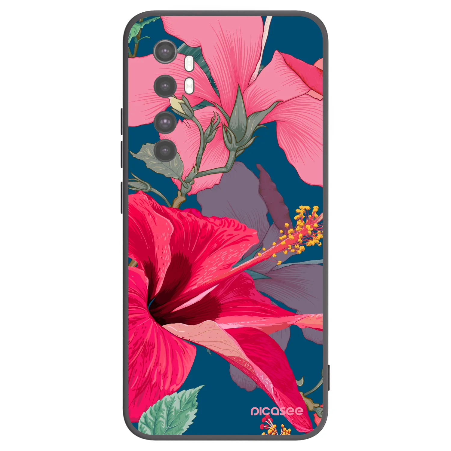 Picasee fekete szilikon tok az alábbi mobiltelefonokra Xiaomi Mi Note 10 Lite - Hibiscus
