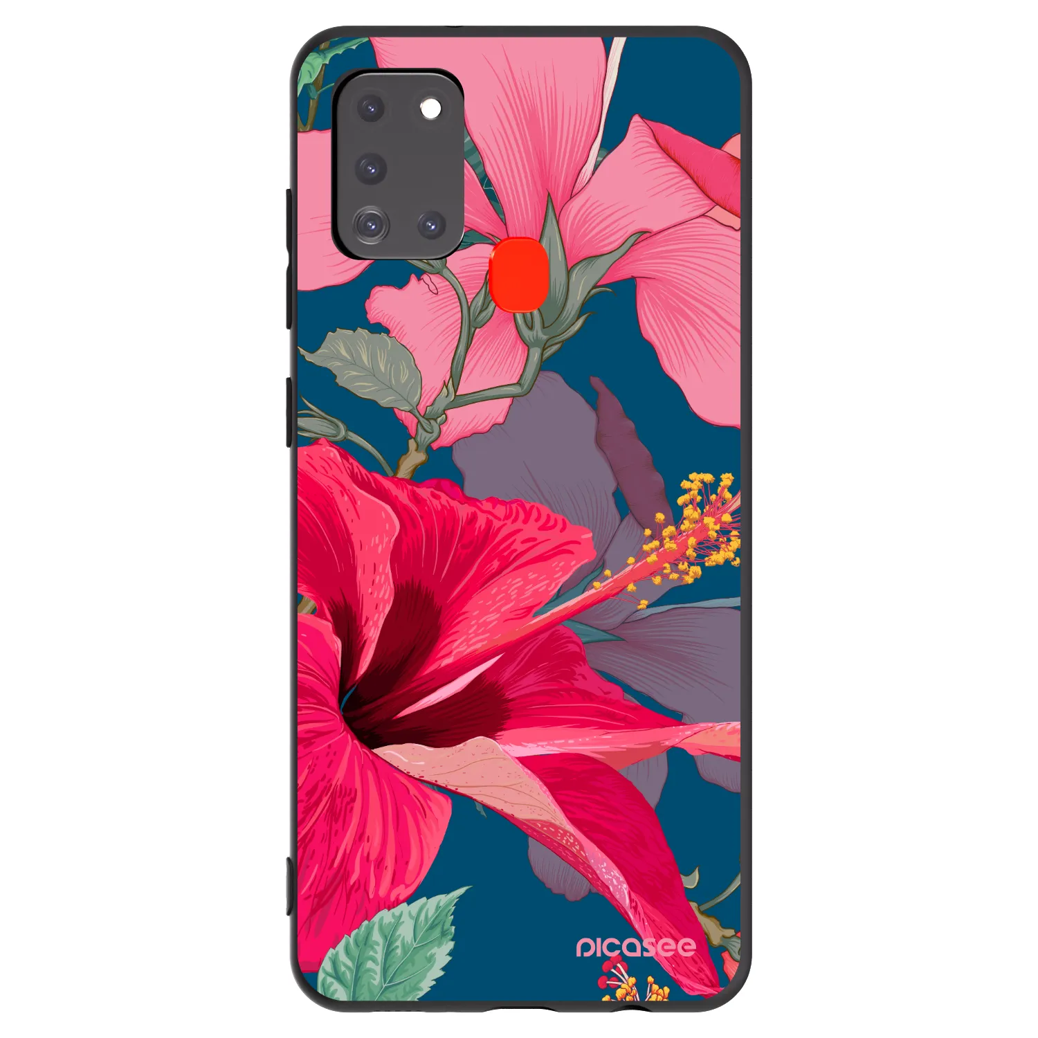 Picasee fekete szilikon tok az alábbi mobiltelefonokra Samsung Galaxy A21s - Hibiscus