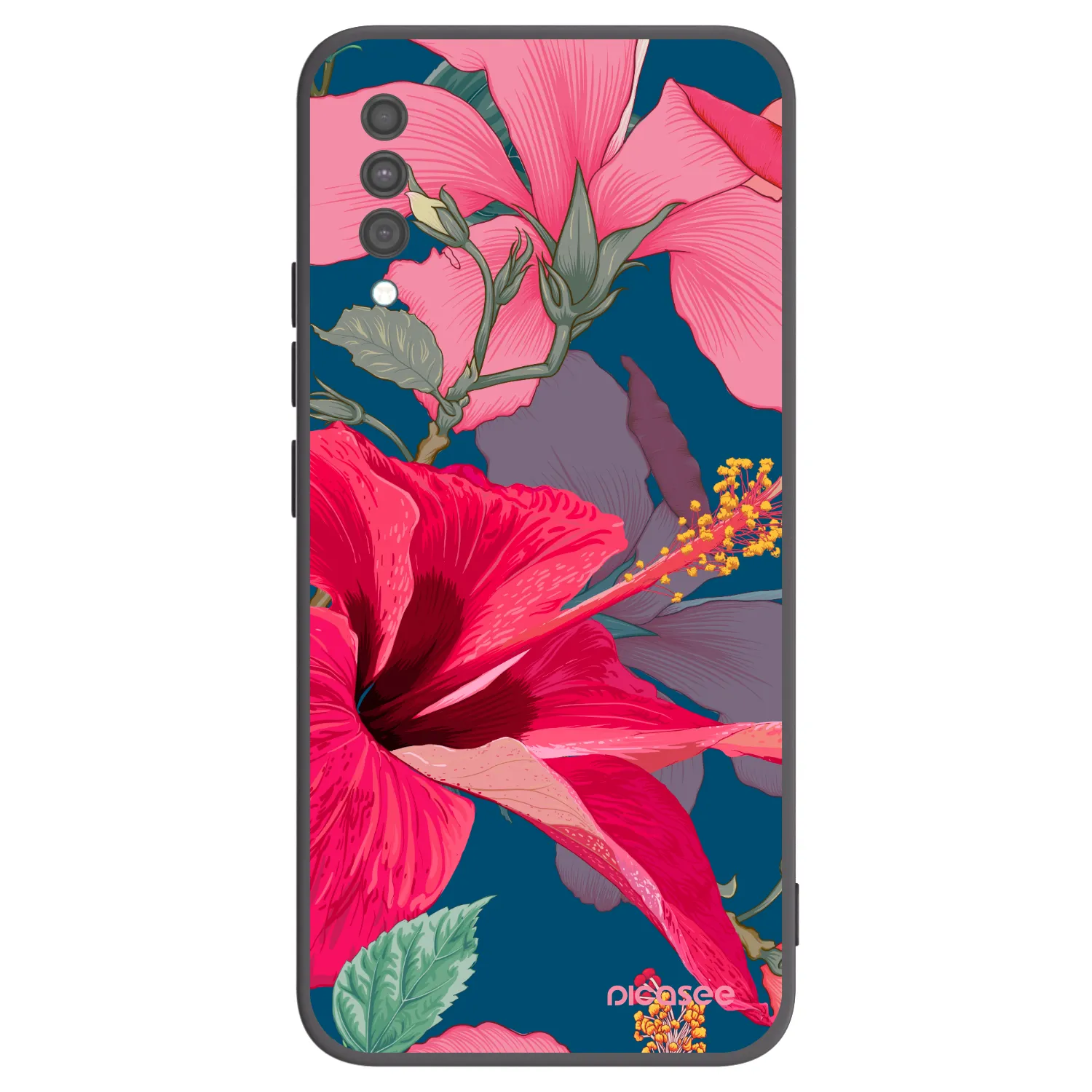 Picasee fekete szilikon tok az alábbi mobiltelefonokra Samsung Galaxy A30s A307F - Hibiscus