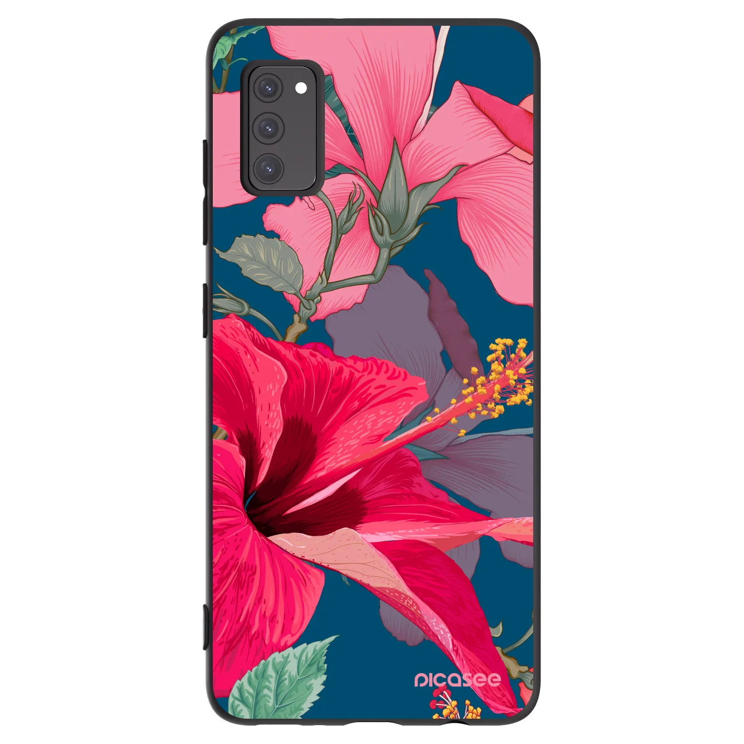 Picasee fekete szilikon tok az alábbi mobiltelefonokra Samsung Galaxy A41 A415F - Hibiscus