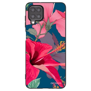 Picasee fekete szilikon tok az alábbi mobiltelefonokra Samsung Galaxy A12 A125F - Hibiscus