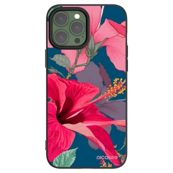 Picasee fekete szilikon tok az alábbi mobiltelefonokra Apple iPhone 13 Pro Max - Hibiscus