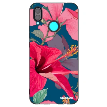 Picasee fekete szilikon tok az alábbi mobiltelefonokra Huawei Nova 3 - Hibiscus