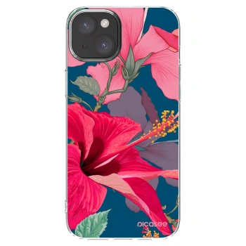 Picasee átlátszó szilikon tok az alábbi mobiltelefonokra Apple iPhone 15 Plus - Hibiscus