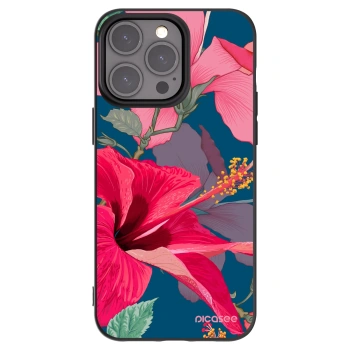 Picasee fekete szilikon tok az alábbi mobiltelefonokra Apple iPhone 15 Pro Max - Hibiscus