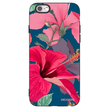 Picasee fekete szilikon tok az alábbi mobiltelefonokra Apple iPhone 6/6S - Hibiscus