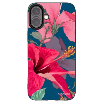 Picasee fekete szilikon tok az alábbi mobiltelefonokra Apple iPhone 16 Plus - Hibiscus