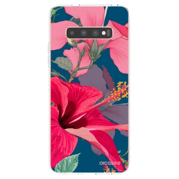 Picasee átlátszó szilikon tok az alábbi mobiltelefonokra Samsung Galaxy S10 Plus G975 - Hibiscus