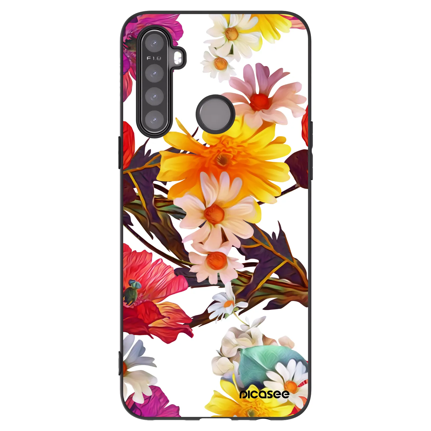 Picasee fekete szilikon tok az alábbi mobiltelefonokra Realme 6i - Meadow